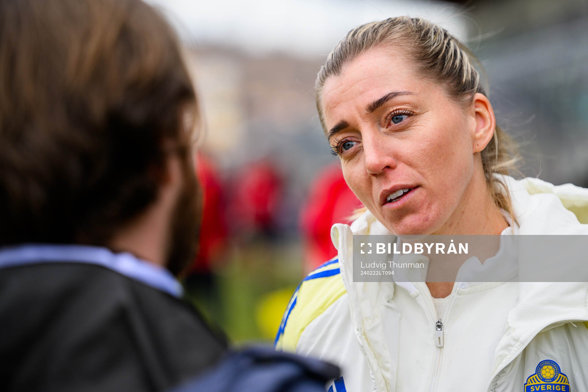 Linda Sembrant is interviewed by the media
