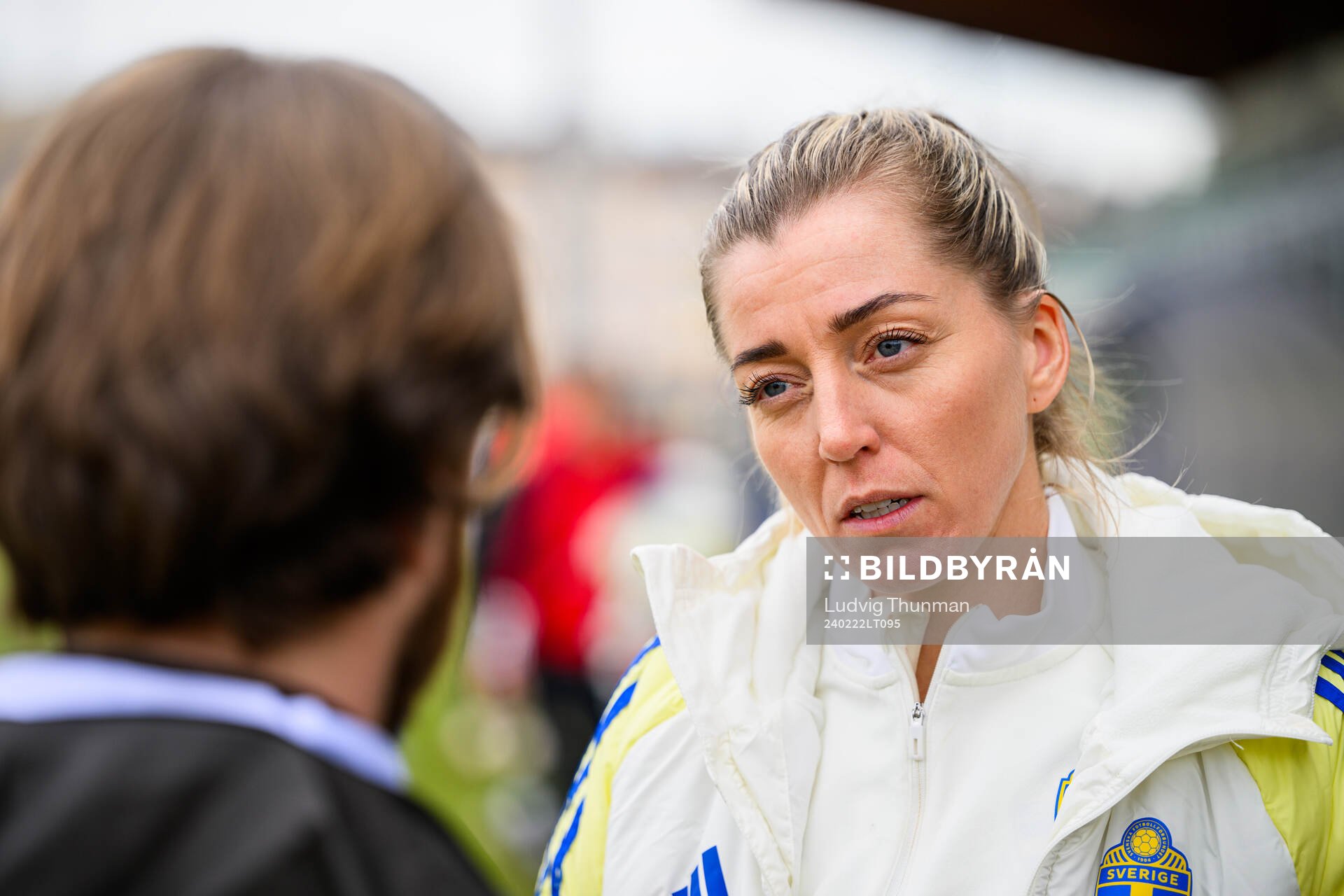 Linda Sembrant is interviewed by the media