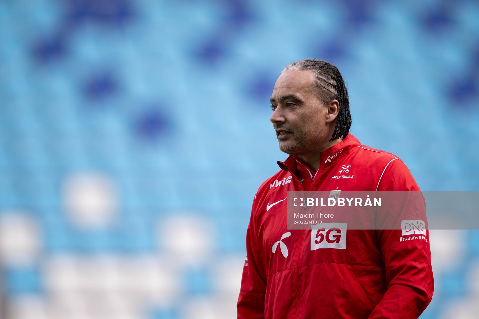Lee Skyrme, assistant coach, of the Norwegian women's national football team during a training session on February 22, 2024 in Osijek.