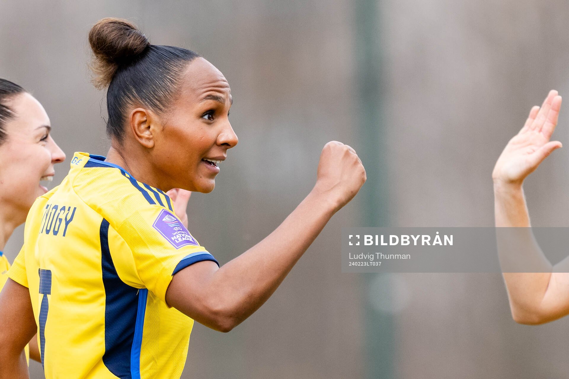 Madelen Janogy of Sweden celebrates the 0-1 goal