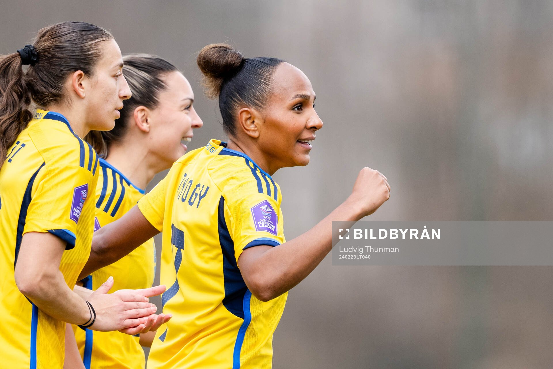 Madelen Janogy of Sweden celebrates the 0-1 goal