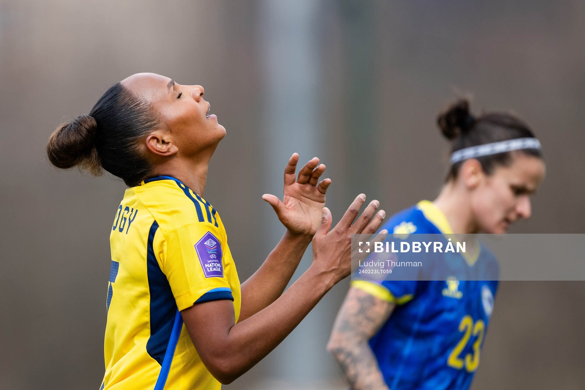 Madelen Janogy of Sweden reacts