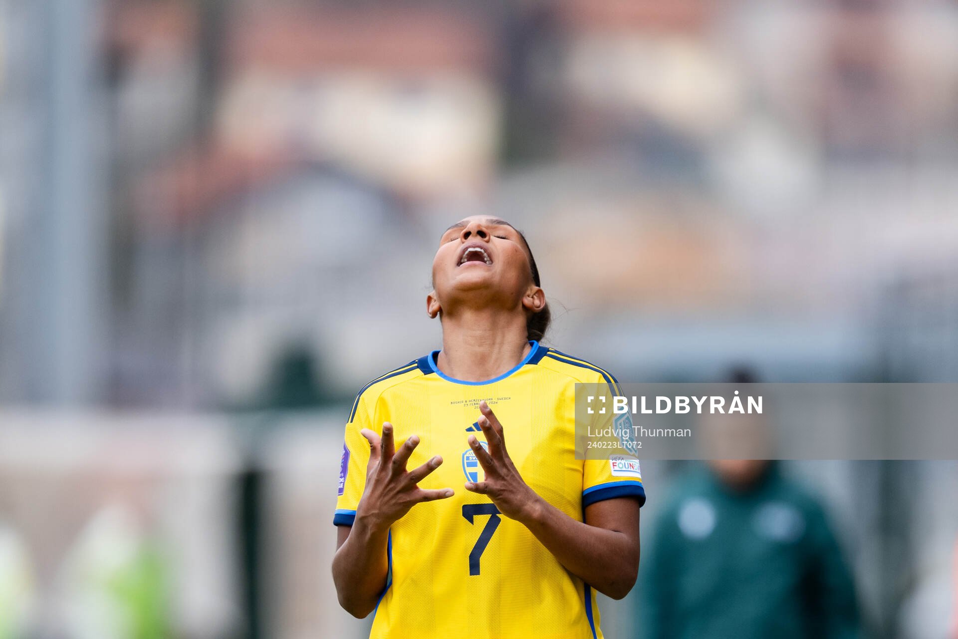 Madelen Janogy of Sweden reacts