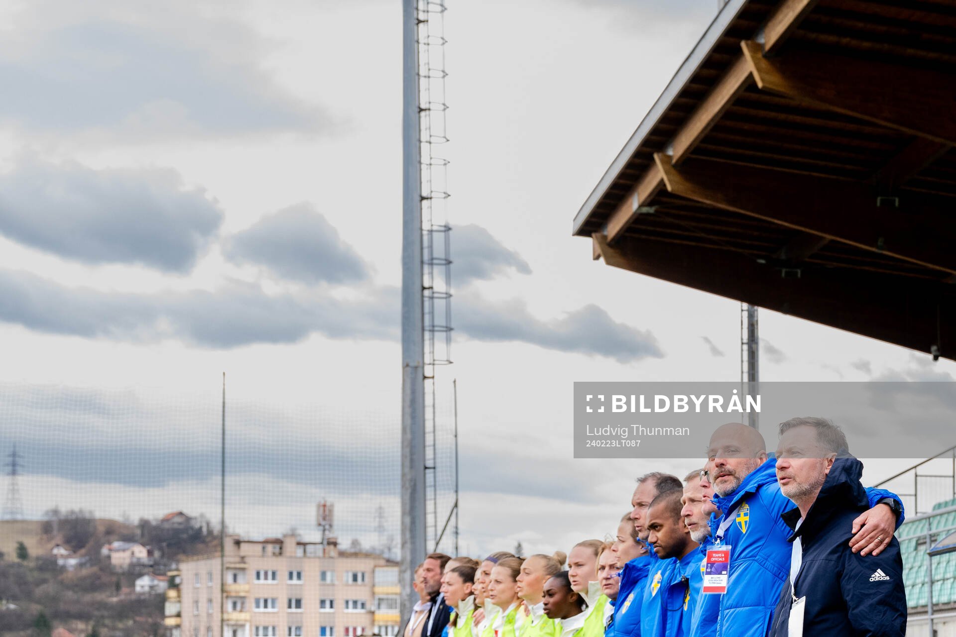 Assistant coach Magnus Wikman and Head coach Peter Gerhardsson of Sweden ahead of the UEFA Women's Nations League negative qualification match between Bosnia and Herzegovina and Sweden on February 23, 2024 in Zenica.