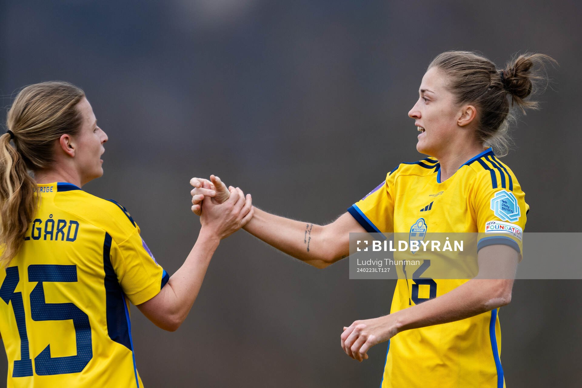 Anna Anvegård and Filippa Angeldahl of Sweden celebrate