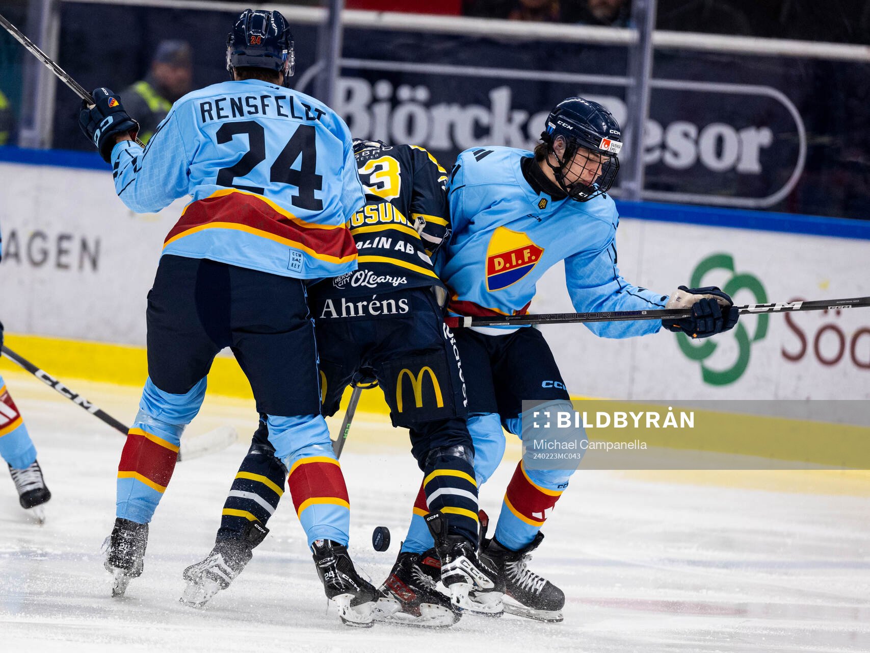 Djurgårdens Ludvig Rensfeldt och Anton Frondell mot