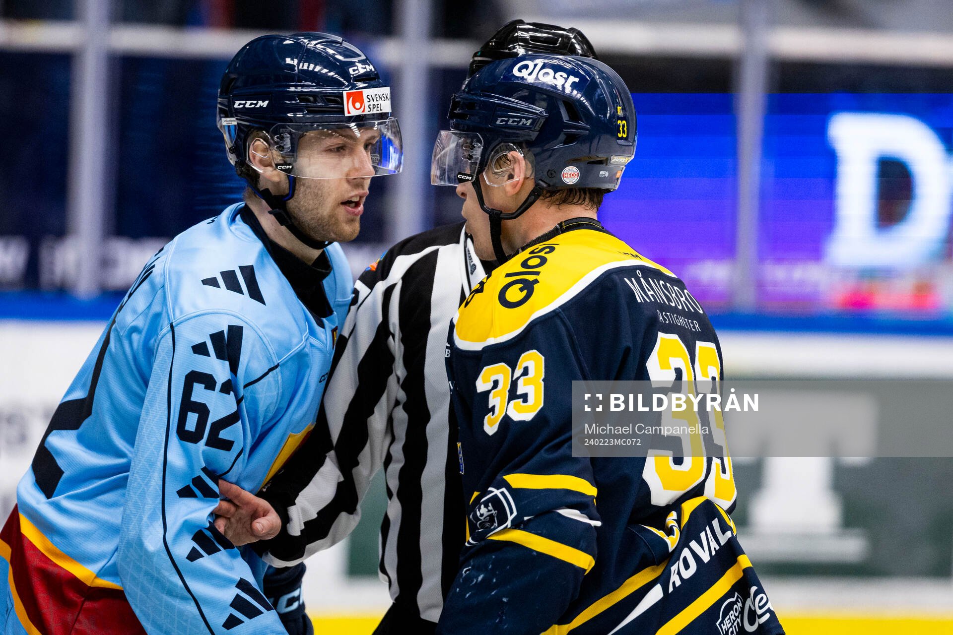 Bråk mellan Djurgårdens Wiktor Nilsson och Södertäljes