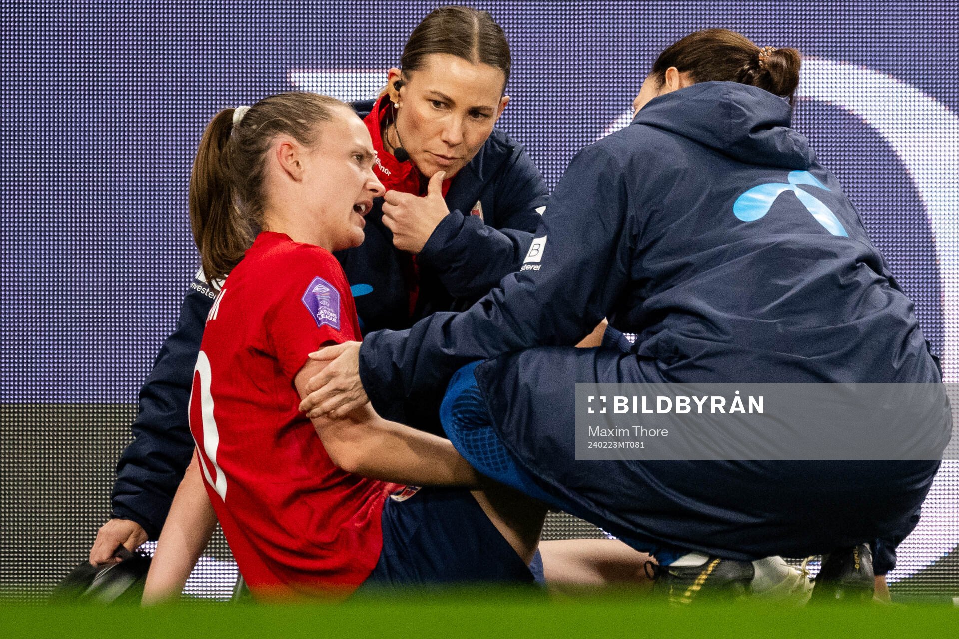 Caroline Graham Hansen of Norway in pain