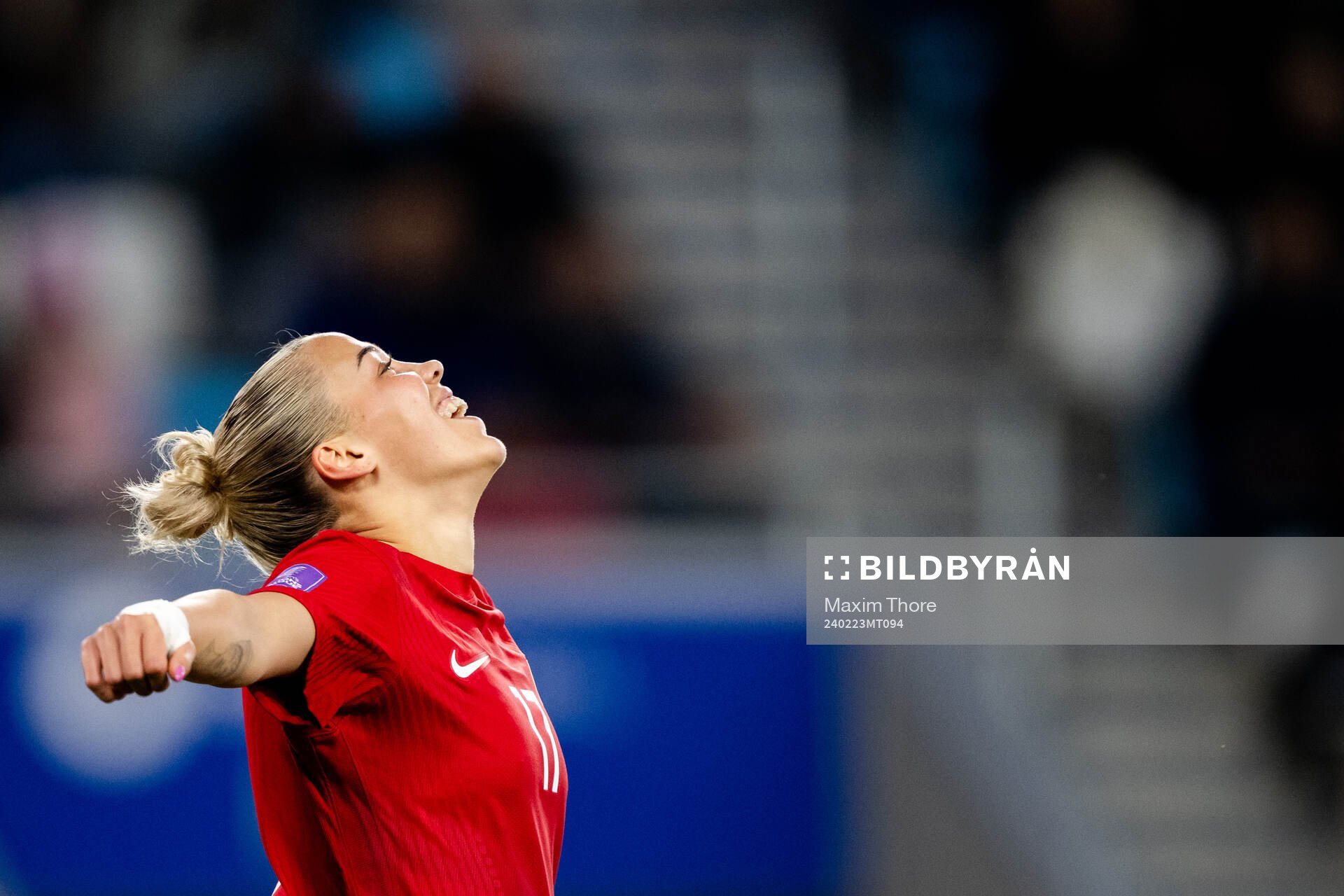 Celin Bizet Ildhusøy of Norway  celebrates the 0-3 goal