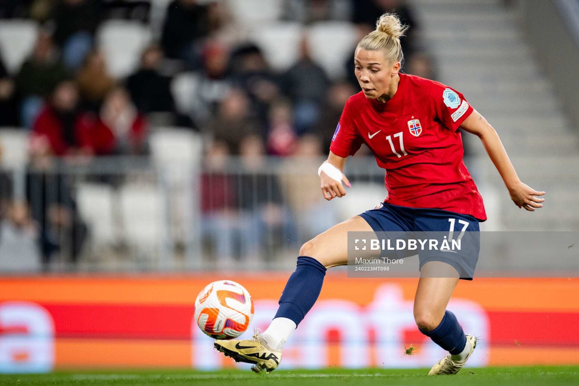 Celin Bizet Ildhusøy of Norway scores the 0-3 goal