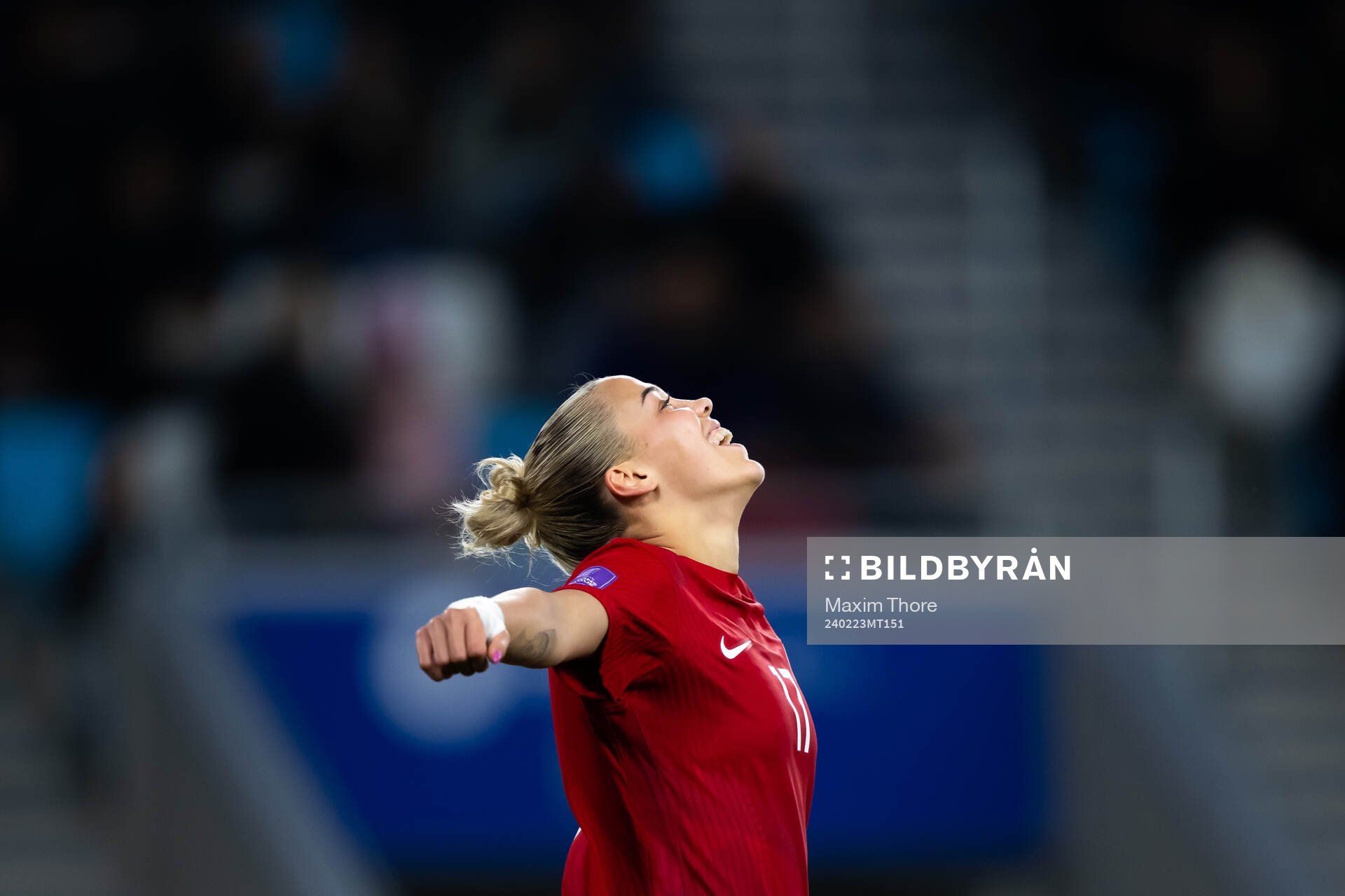 Celin Bizet Ildhusøy of Norway celebrates the 0-3 goal