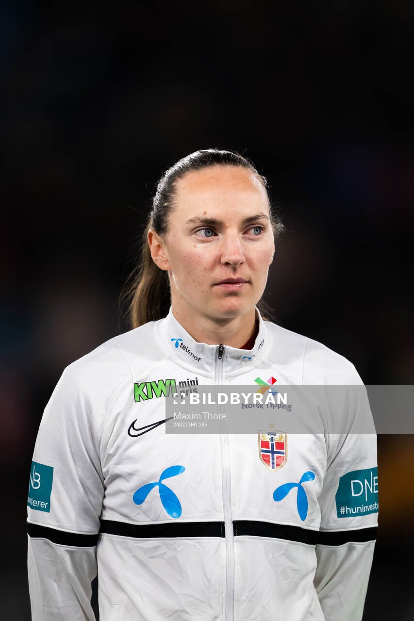 Marit Braberg Lund of Norway at lineup ahead of the UEFA Women's Nations League play-off football match between Croatia and Norway on February 23, 2024 in Osijek.