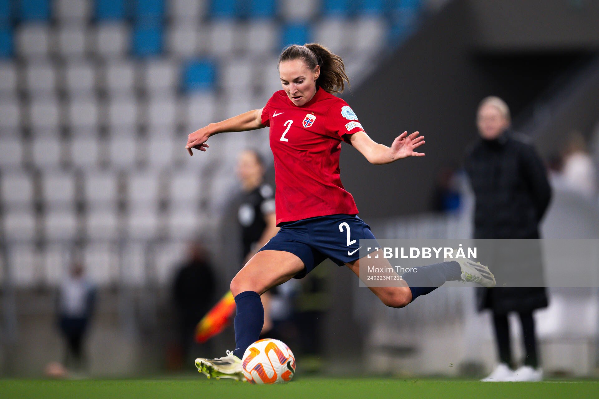 Marit Braberg Lund of Norway during the UEFA Women's Nations League play-off football match between Croatia and Norway on February 23, 2024 in Osijek.