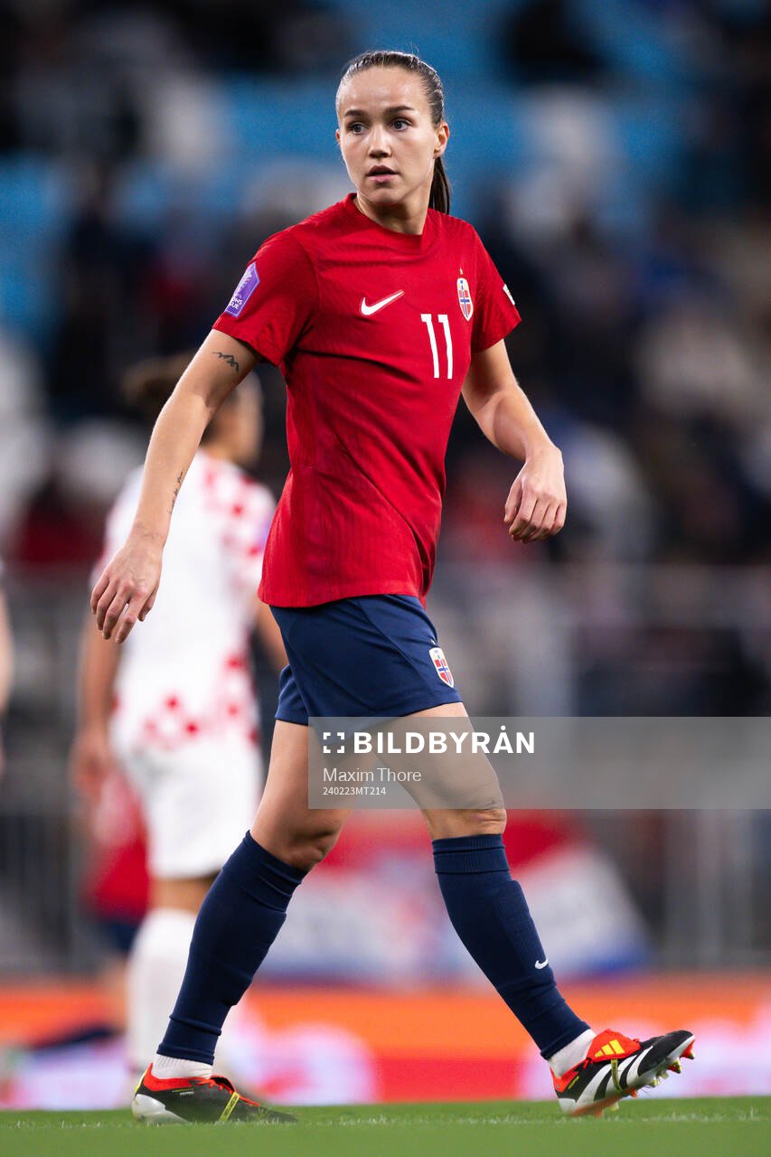 Guro Reiten of Norway during the UEFA Women's Nations League play-off football match between Croatia and Norway on February 23, 2024 in Osijek. 