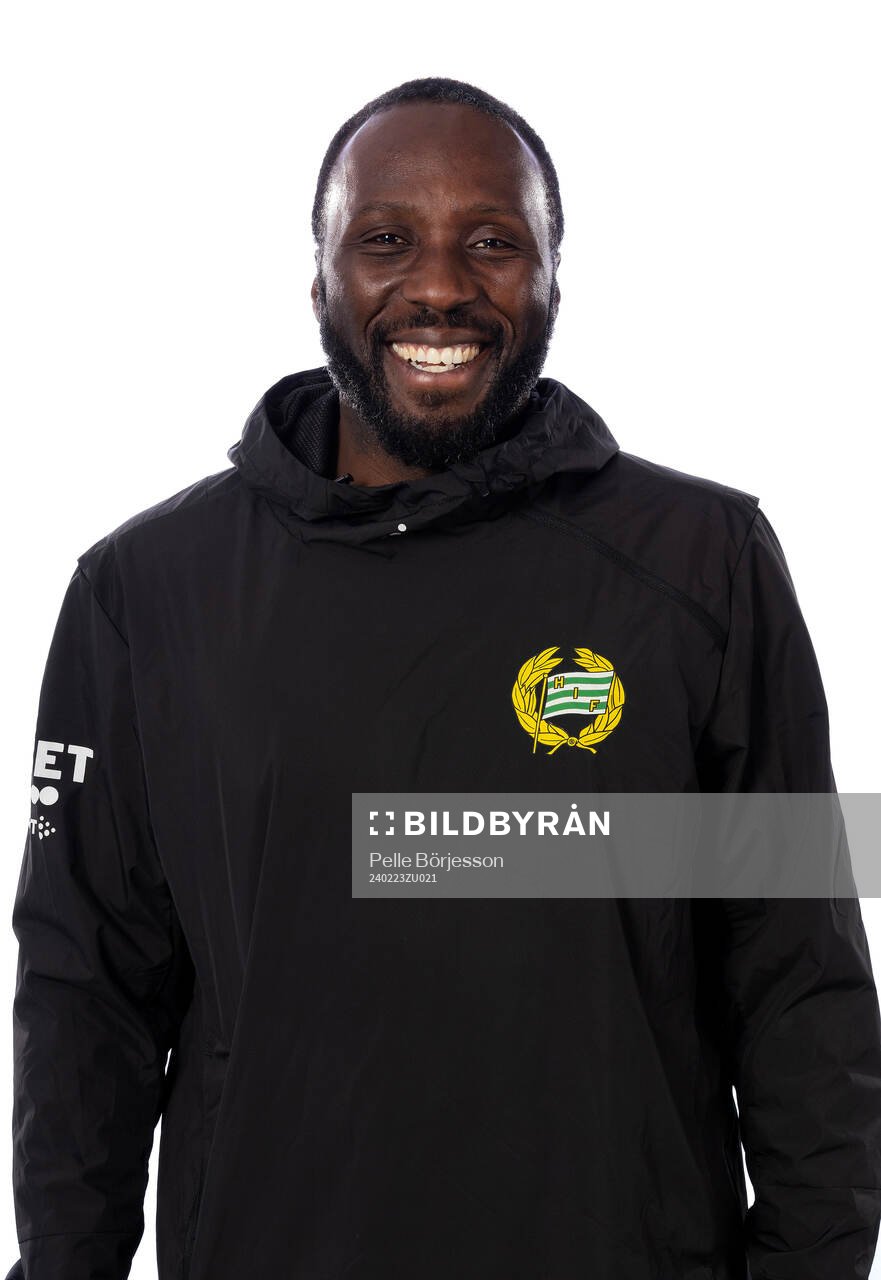 Hammarbys sportassistent Ange Desire Obrou poserar för ett porträtt den 23 februari 2024 i Stockholm.