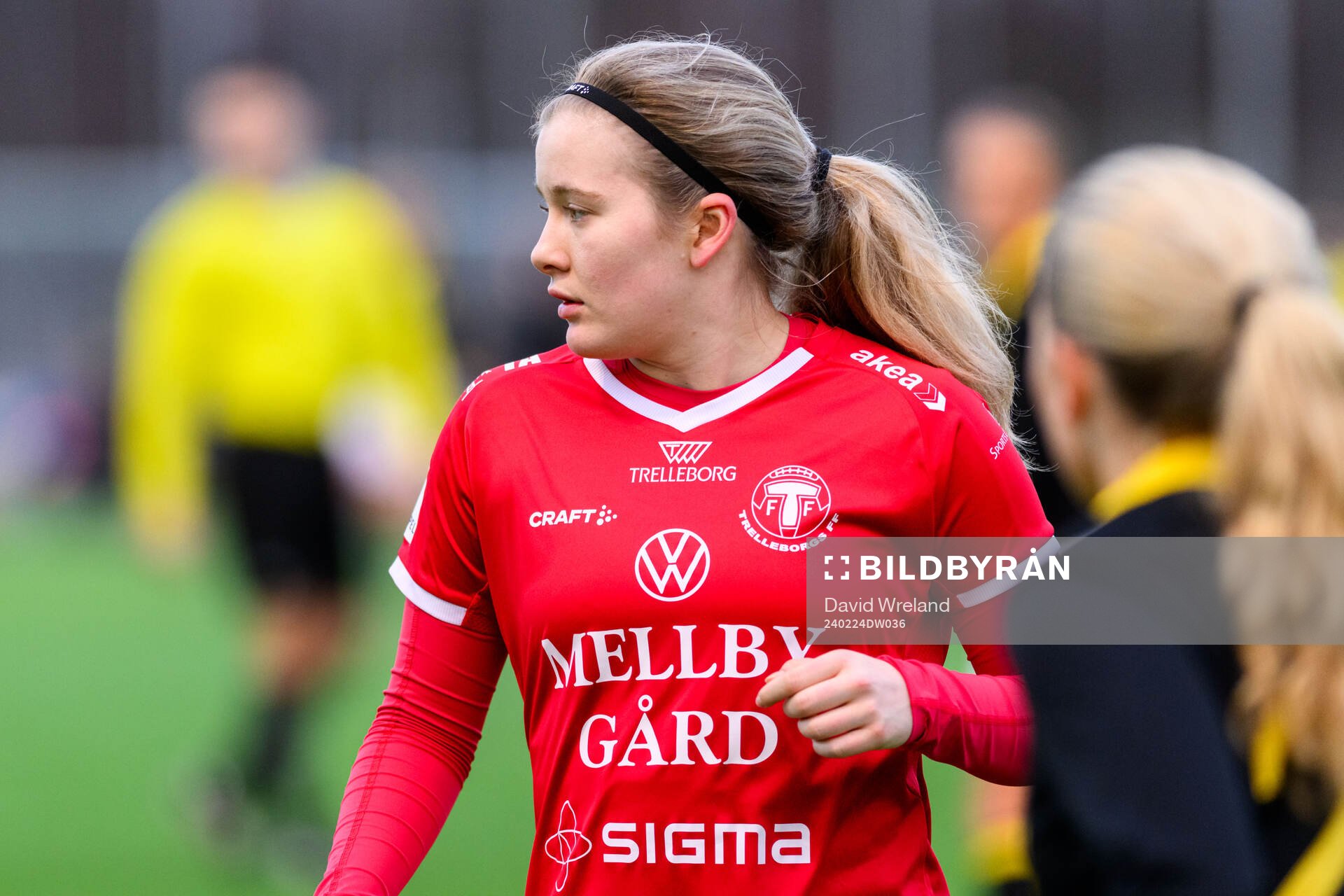 Trelleborgs Olivia Strid under träningsmatchen i fotboll mellan Trelleborg och AIK den 24 februari 2024 i Jönköping. 