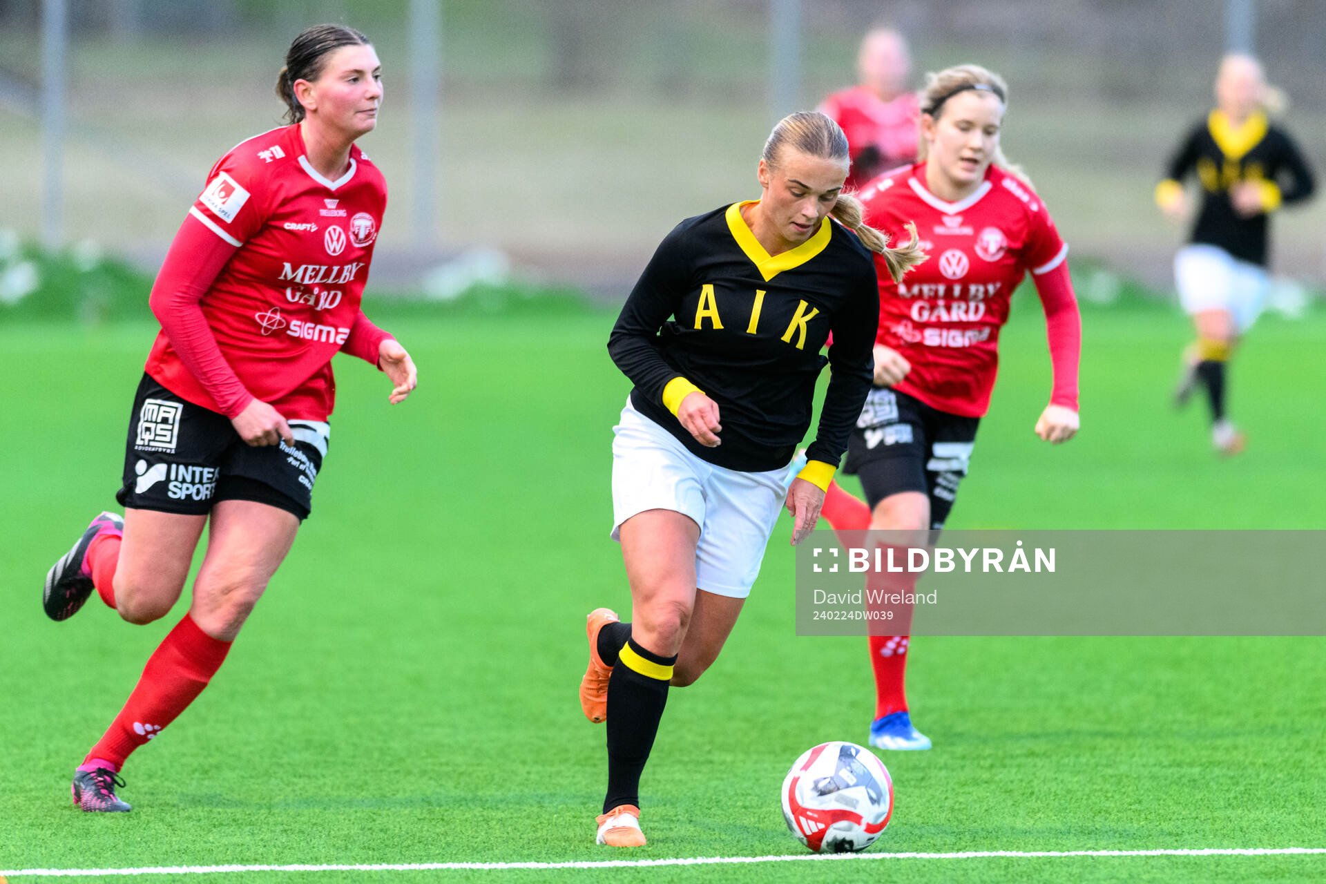 AIKs Villemo Dahlqvist under träningsmatchen i fotboll mellan Trelleborg och AIK den 24 februari 2024 i Jönköping. 