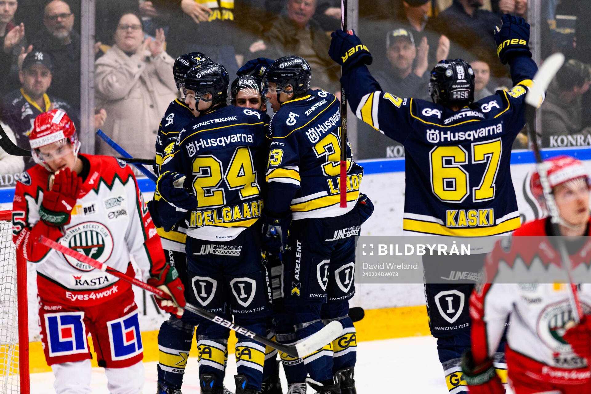HV71s Isac Brännström jublar med lagkamrater
