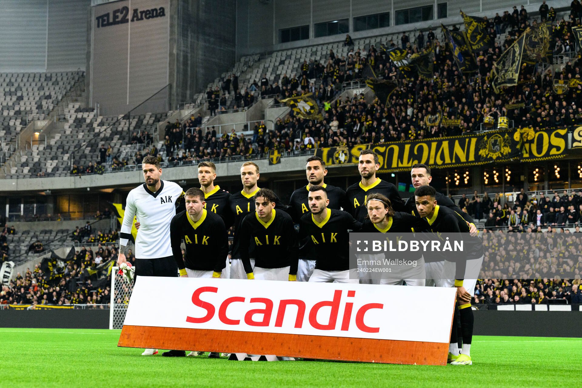 AIKs startelva inför fotbollsmatchen i Svenska Cupen mellan AIK och Gefle den 24 februari 2024 i Stockholm. 