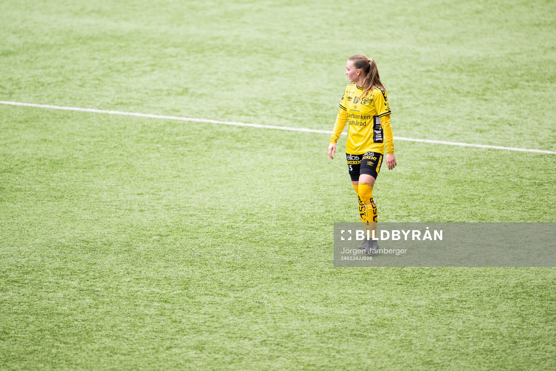 Elfsborgs Elin Johansson under träningsmatchen mellan Elfsborg och Ljungskile SK den 24 februari 2024 i Borås. 