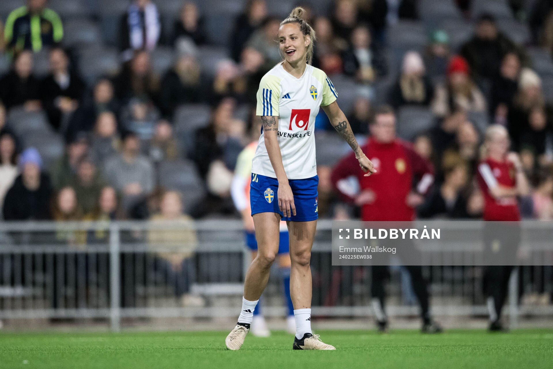 Nathalie Björn of Sweden of the women's national football team of Sweden at a training session on February 25, 2024 in Stockholm.
