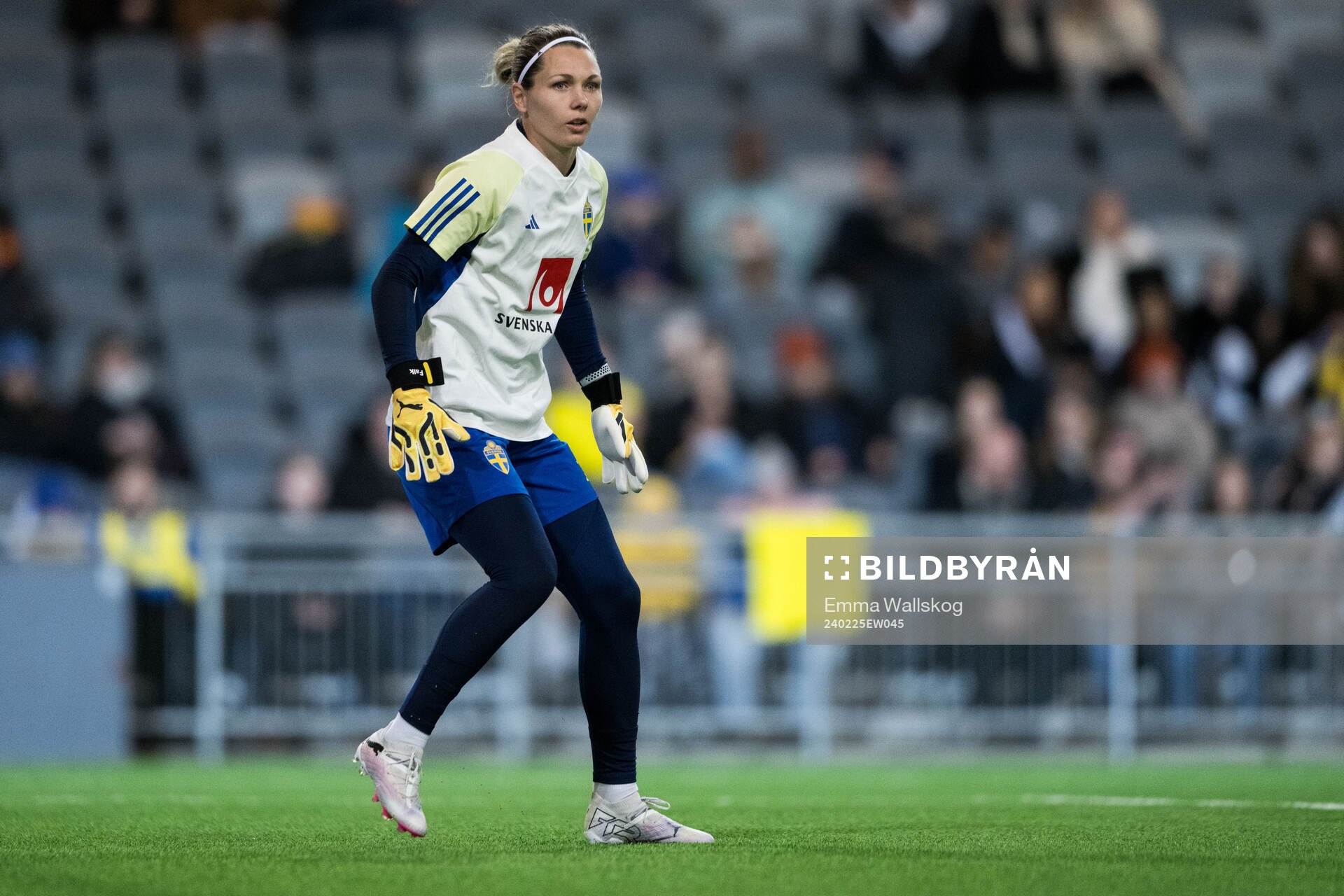 Goalkeeper Jennifer Falk of Sweden of the women's national football team of Sweden at a training session on February 25, 2024 in Stockholm.