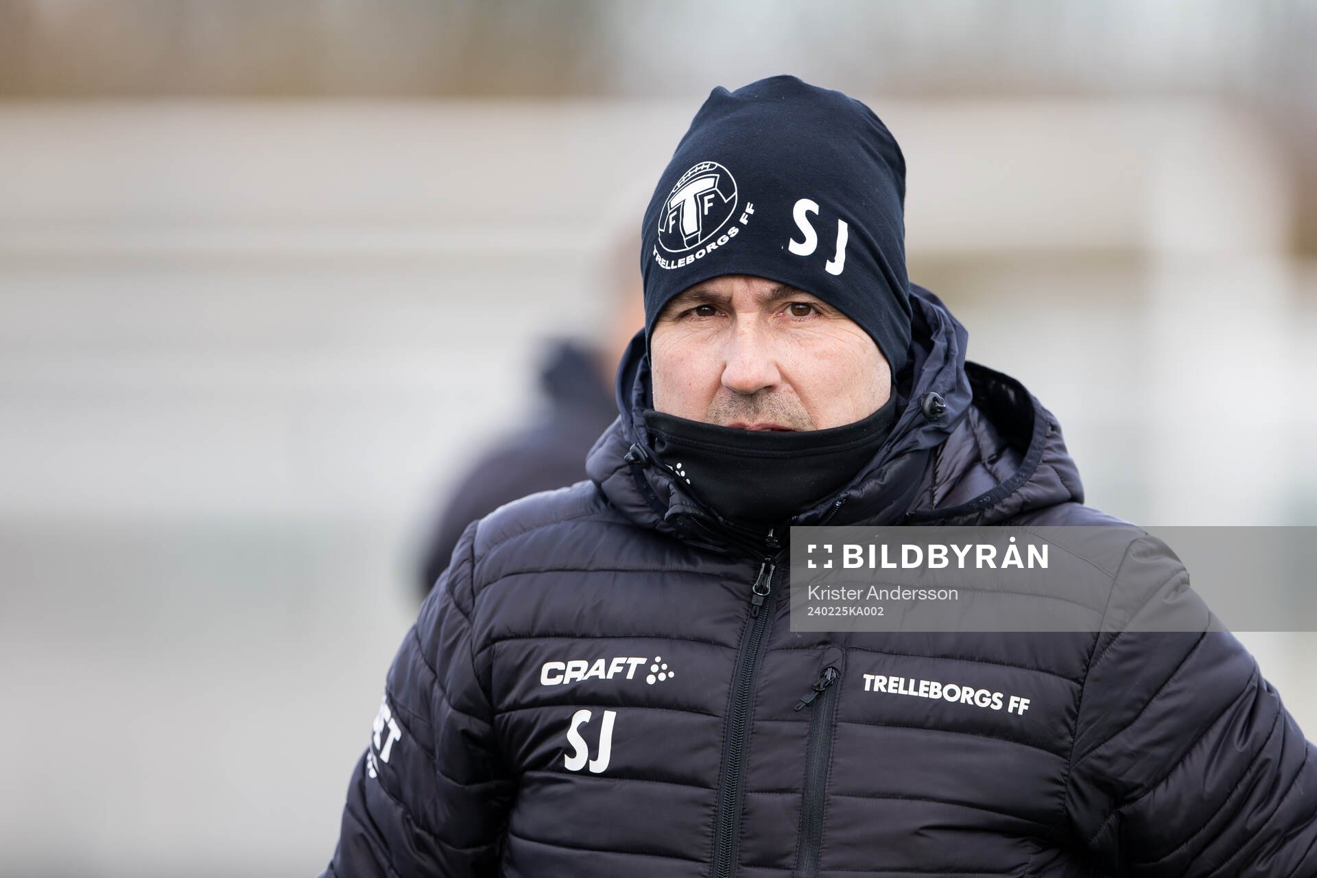 Trelleborgs tränare Stefan Jacobsson inför fotbollsmatchen i Svenska Cupen mellan Halmstad och Trelleborg den 25 februari 2024 i Halmstad.