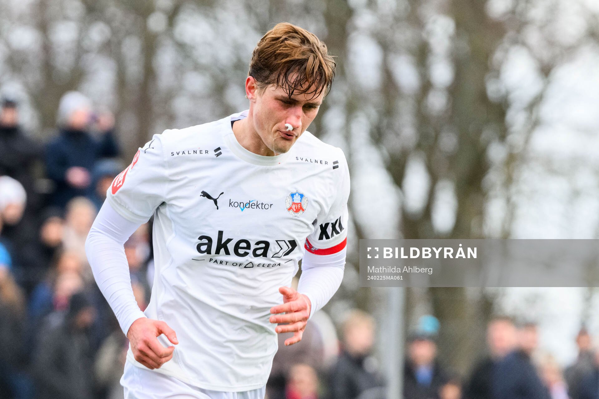 Helsingborgs Thomas Pauck Rogne under fotbollsmatchen i Svenska Cupen mellan Helsingborg och Värnamo den 25 februari 2024 i Helsingborg.