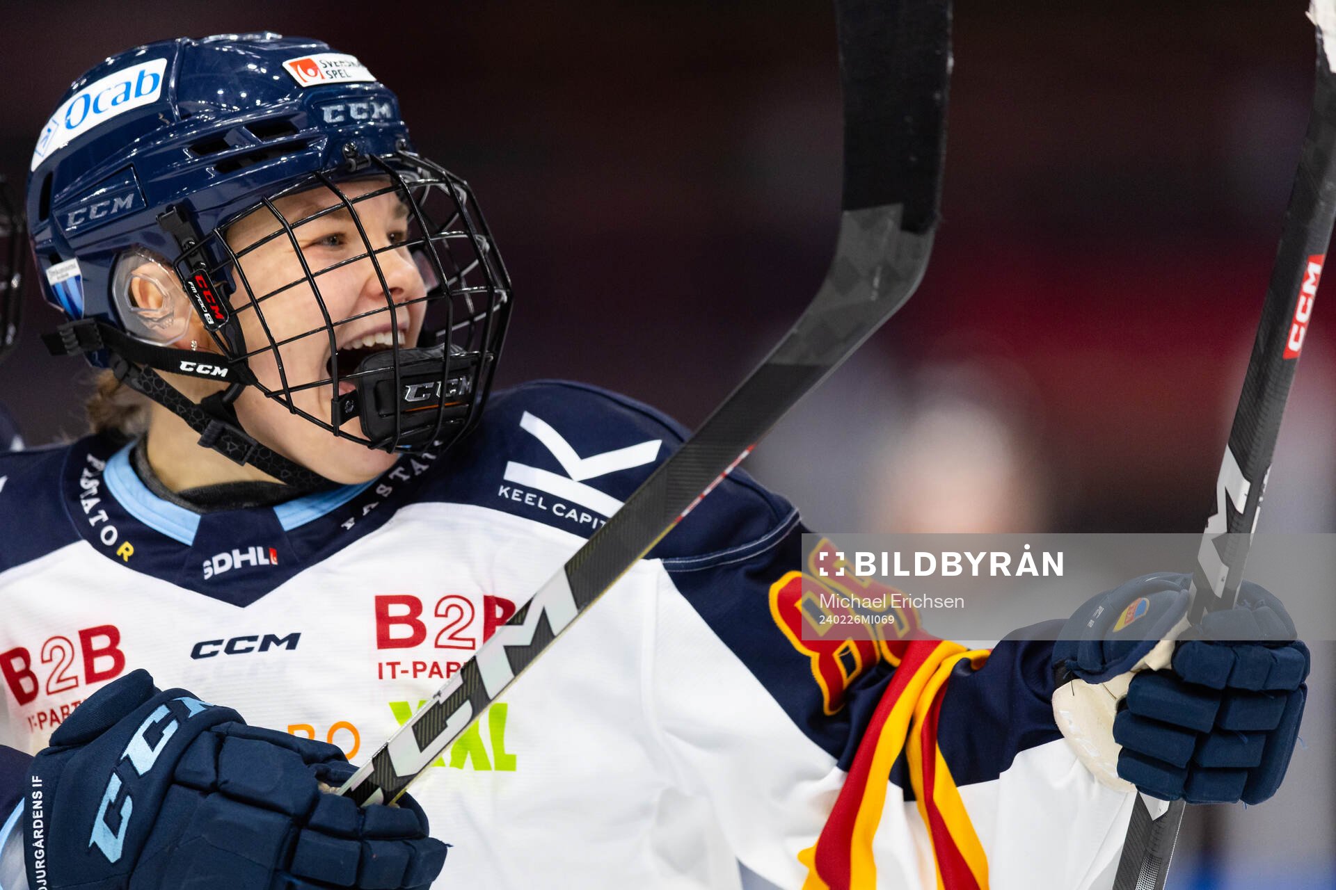 Djurgårdens Nicole Hall jublar