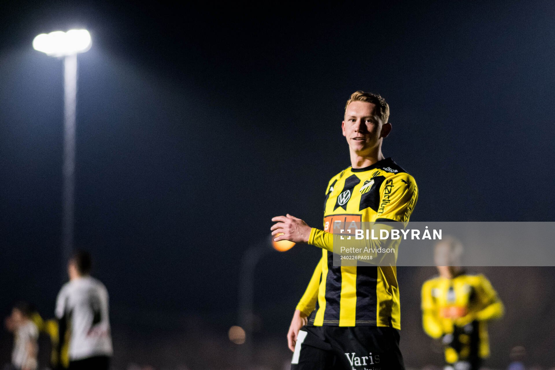 BK Häckens Julius Lindberg jublar efter 0-1 under fotbollsmatchen i Svenska Cupen mellan Landskrona och BK Häcken den 26 februari 2024 i Landskrona.