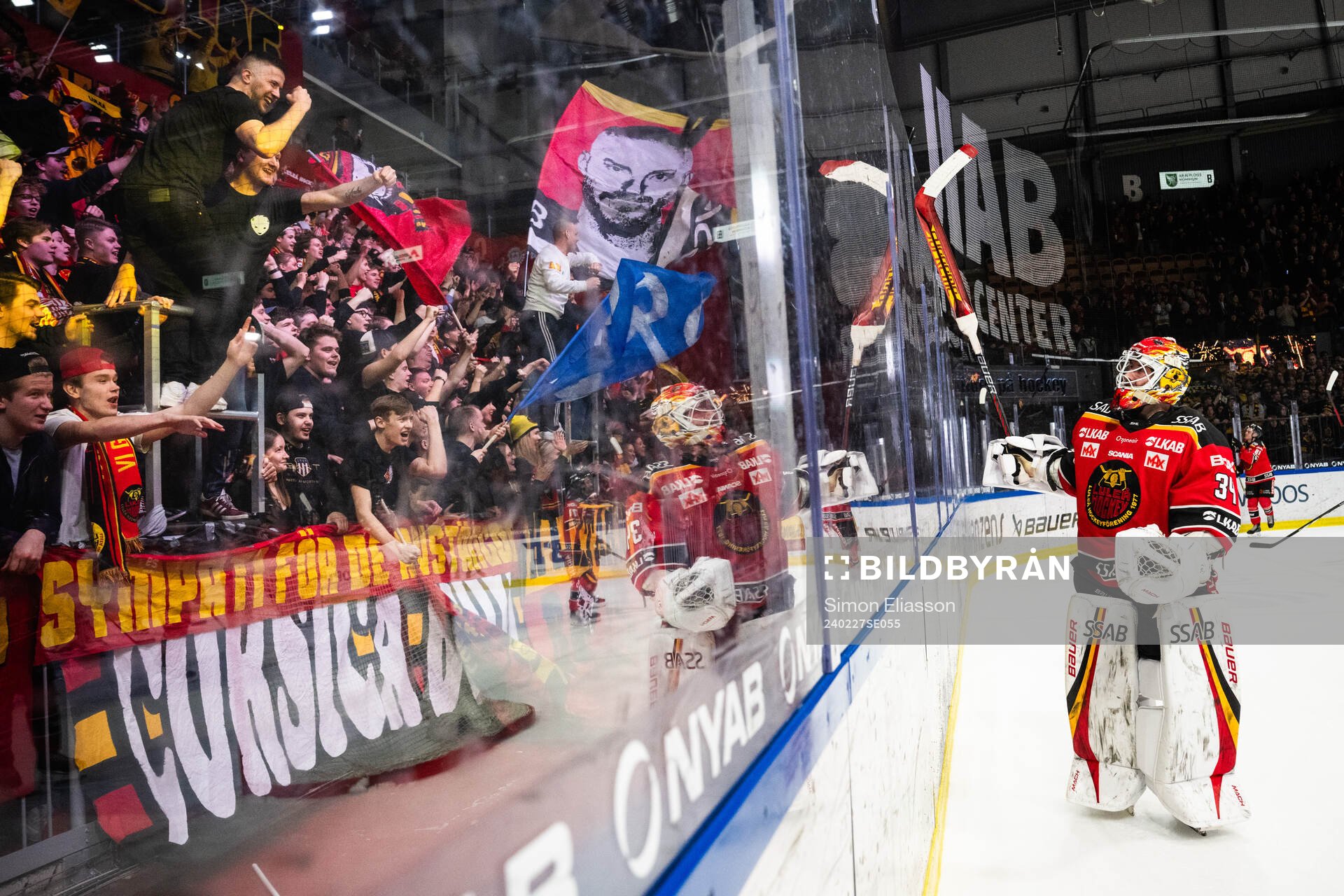 Luleås målvakt Joel Lassinantti jublar