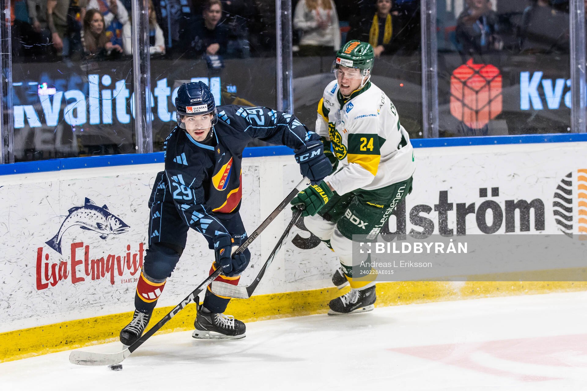 Djurgårdens Axel Andersson och Björklövens Linus Cronholm