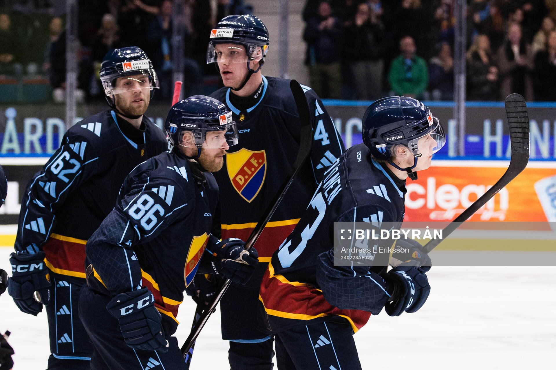 Djurgårdens Wiktor Nilsson, Linus Klasen och Edvin