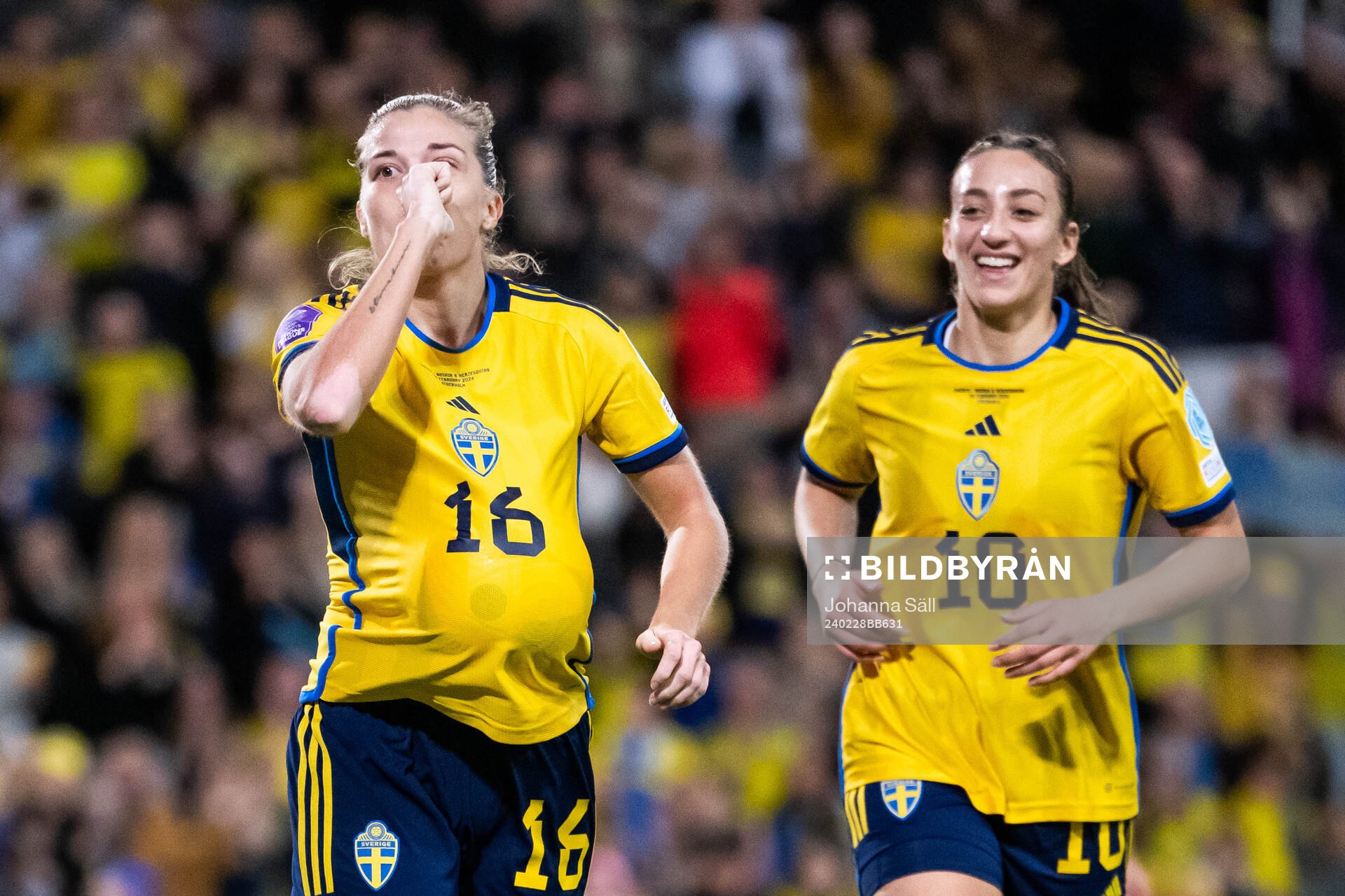 Filippa Angeldahl of Sweden celebrates