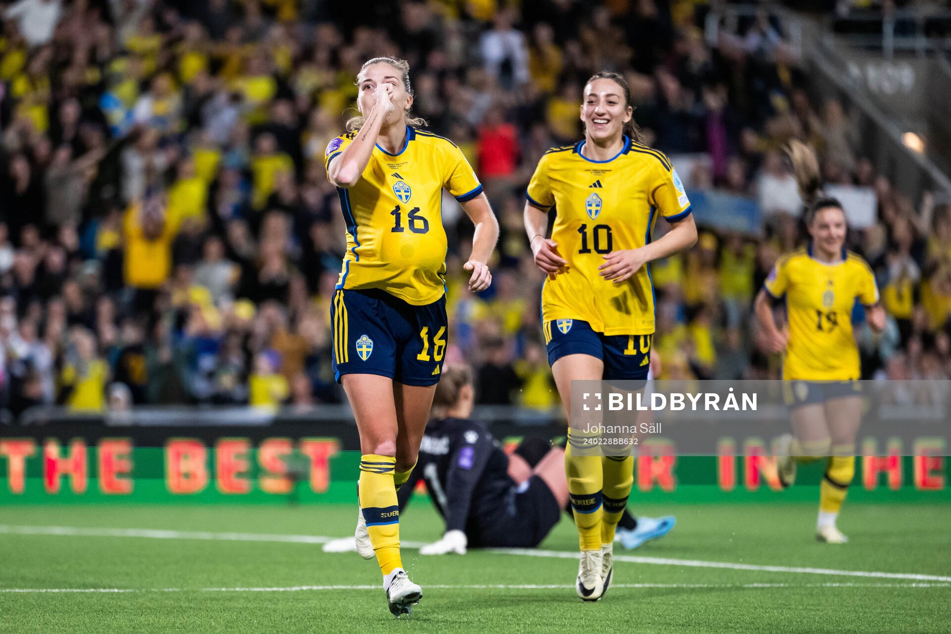 Filippa Angeldahl of Sweden celebrates