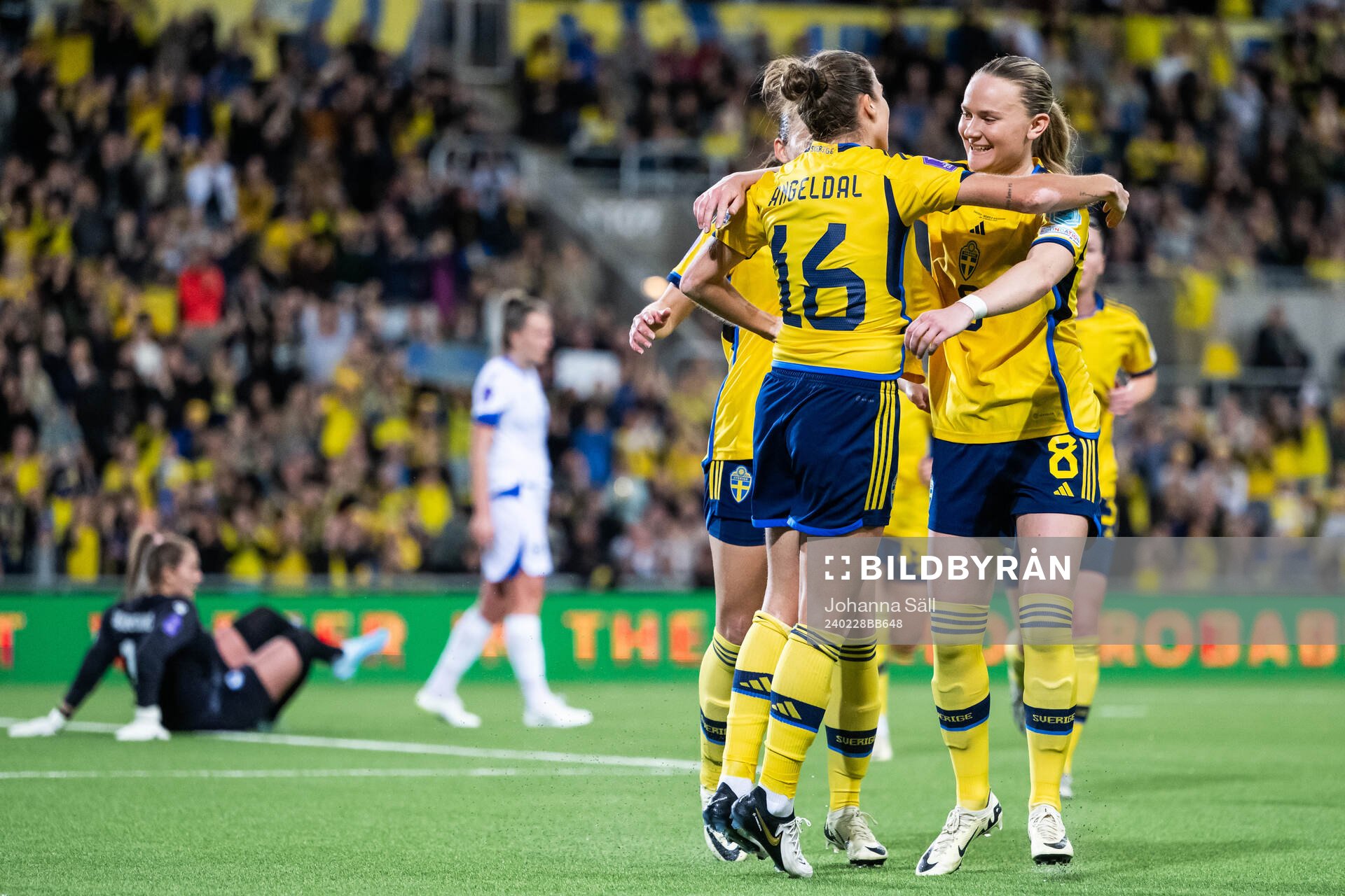 Filippa Angeldahl of Sweden celebrates with Matilda Vinberg