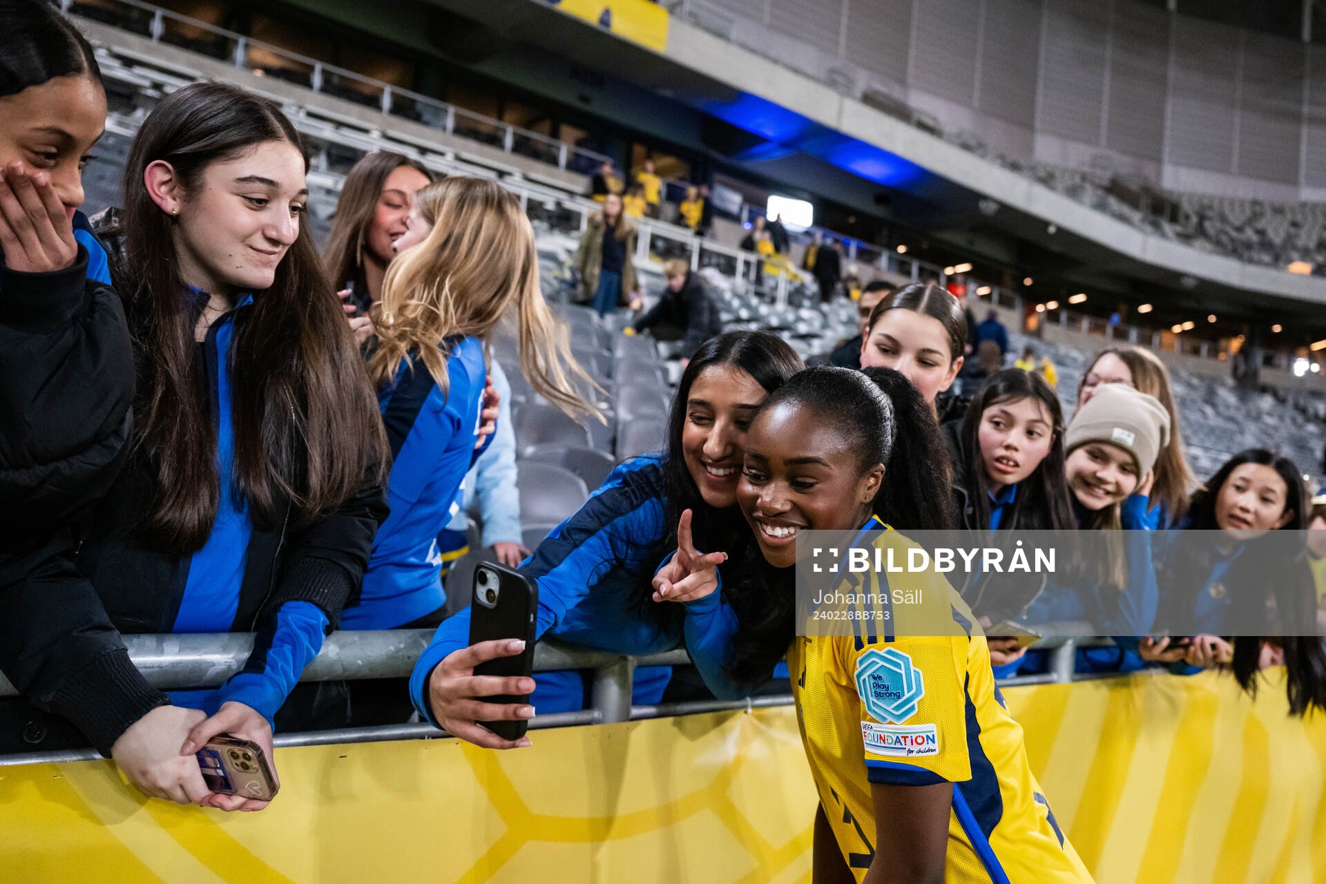 Monica Jusu Bah of Sweden with fans