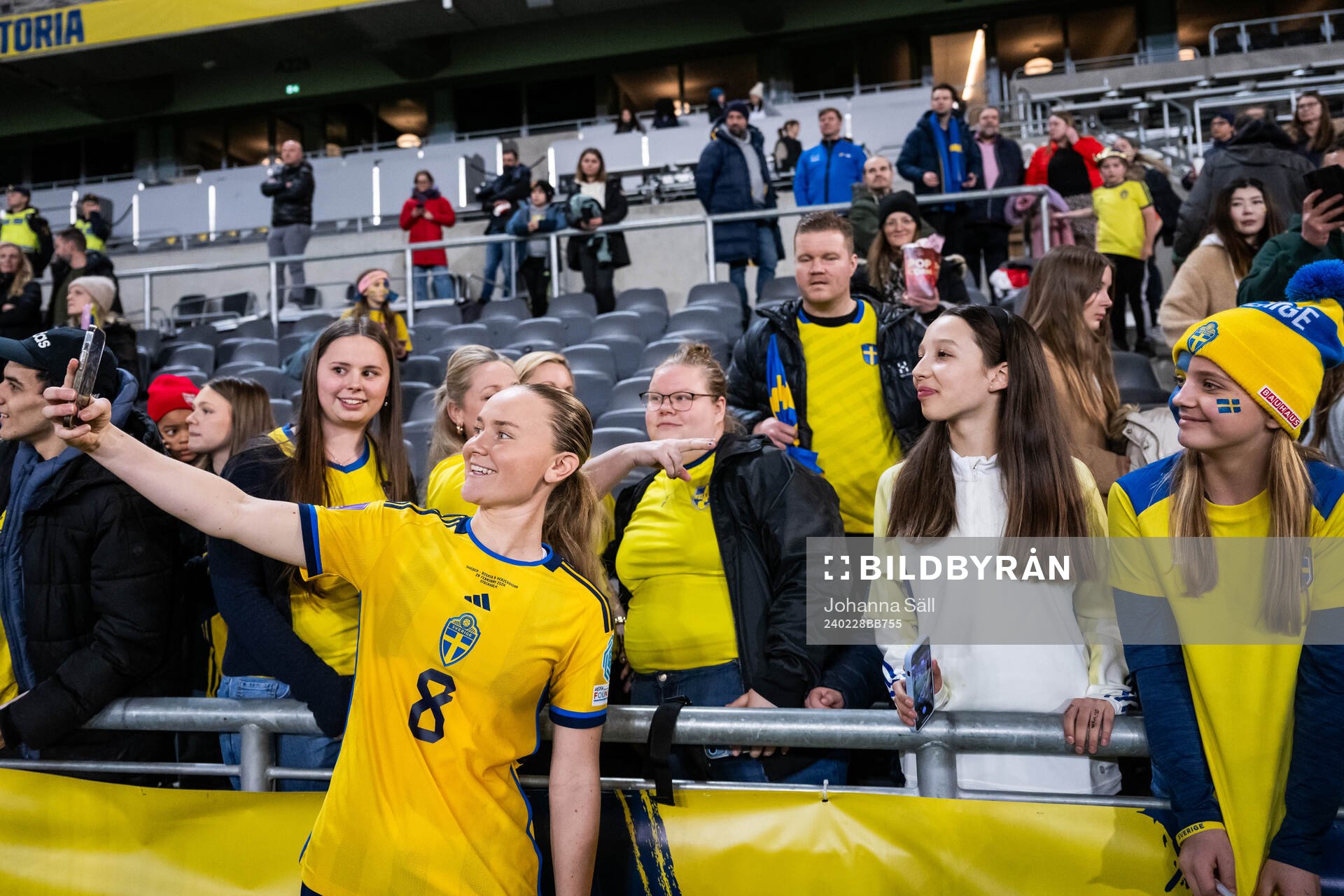 Matilda Vinberg of Sweden with fans