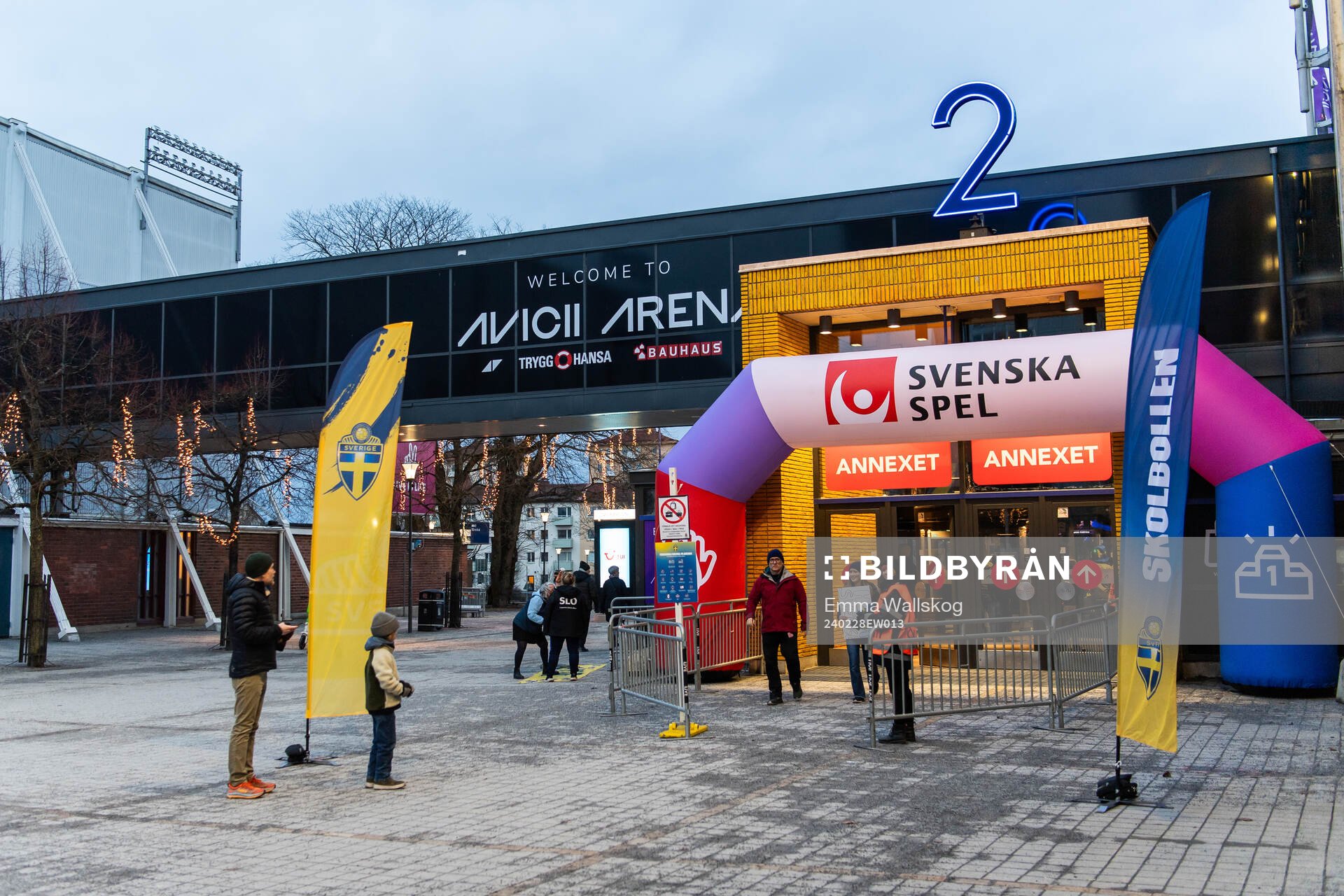 Exterior view of the Fan Zone ahead of the UEFA Women's Nations League negative qualification match between Sweden and Bosnia and Herzegovina on February 28, 2024 in Stockholm.