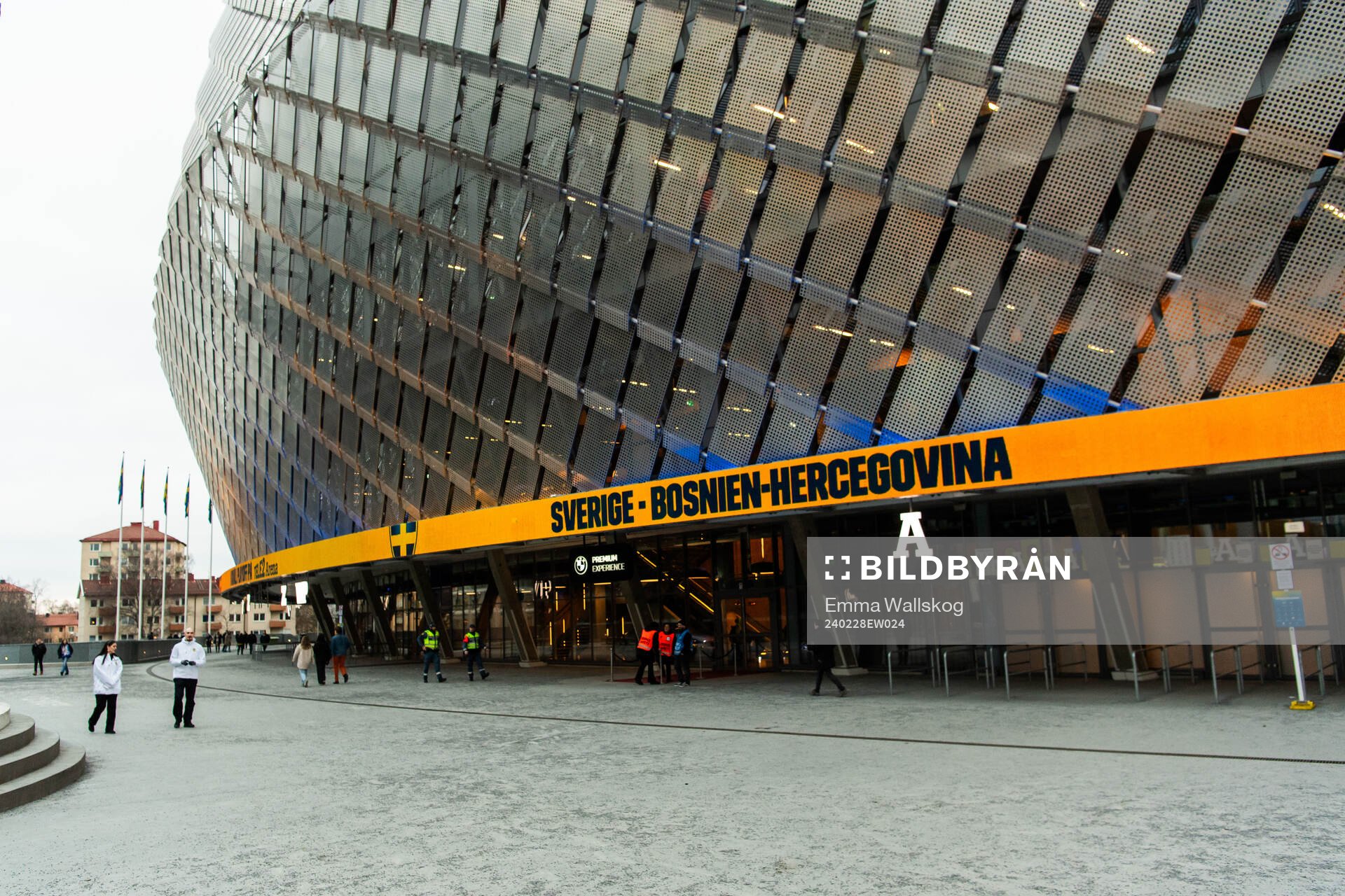 Exterior view of Tele2 Arena ahead of the UEFA Women's Nations League negative qualification match between Sweden and Bosnia and Herzegovina on February 28, 2024 in Stockholm.