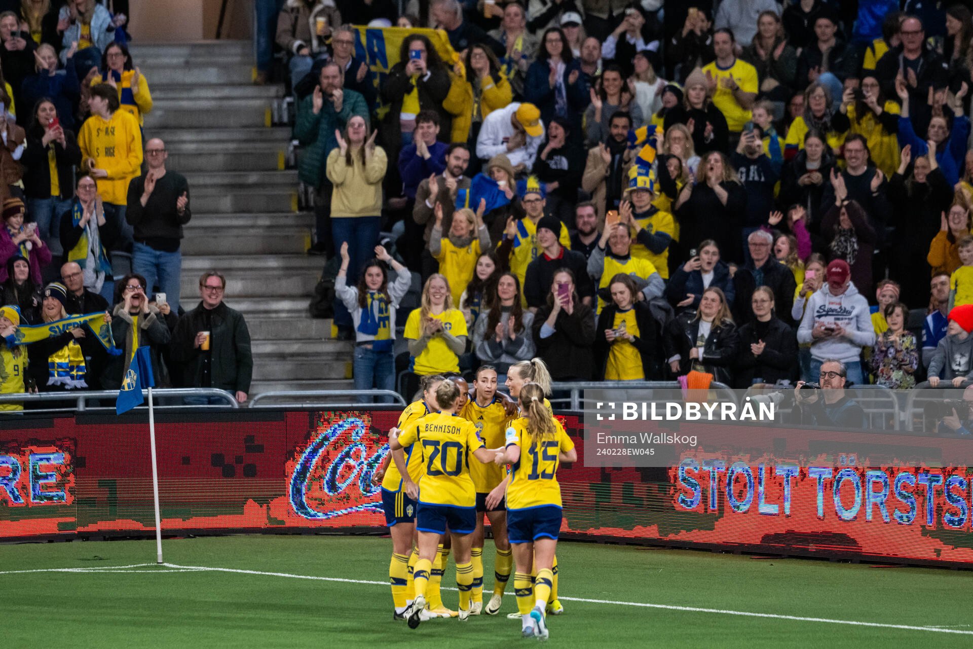 Rusul Rosa Kafaji of Sweden celebrates with team mates