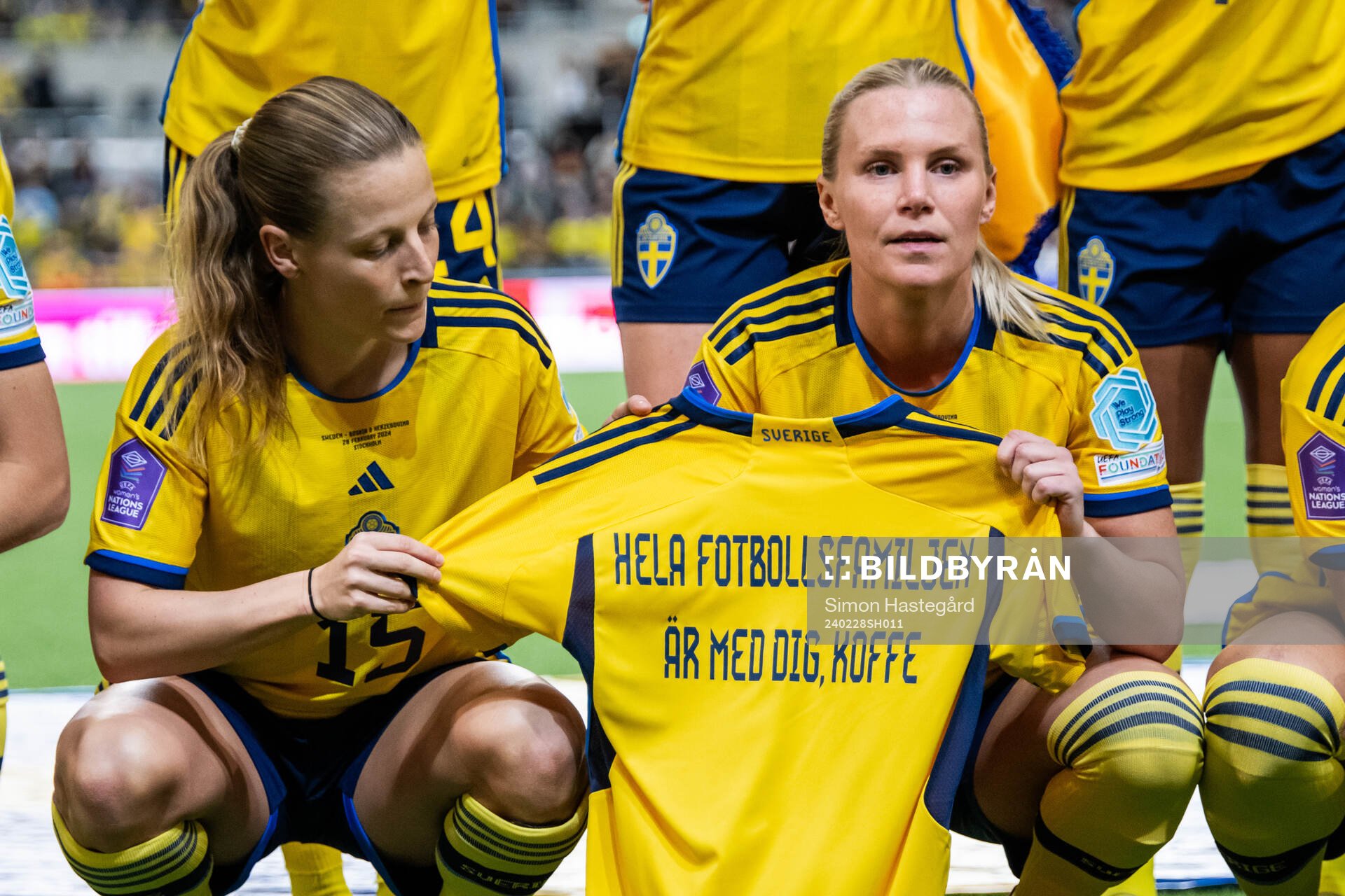 Anna Anvegård and Josefine Rybrink of Sweden pose for a
