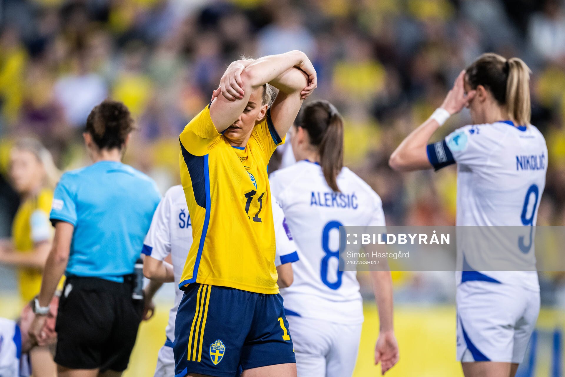 Stina Blackstenius of Sweden looks dejected