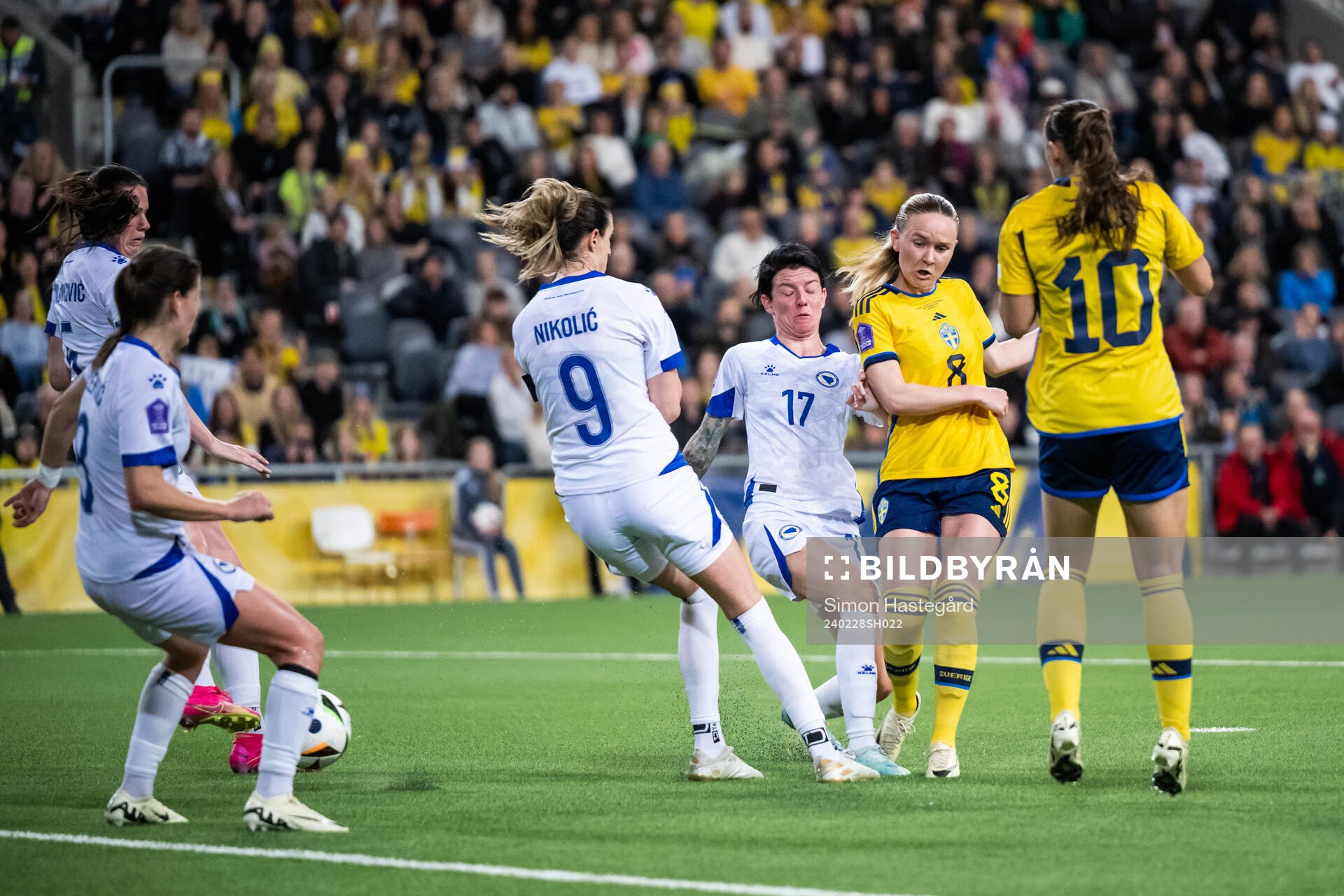 Matilda Vinberg of Sweden scorees 1-0 while competing with
