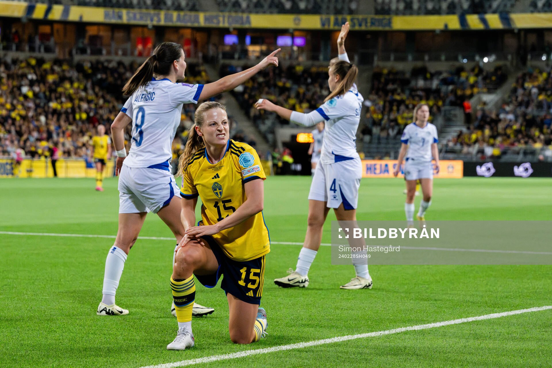 Anna Anvegård of Sweden looks dejected
