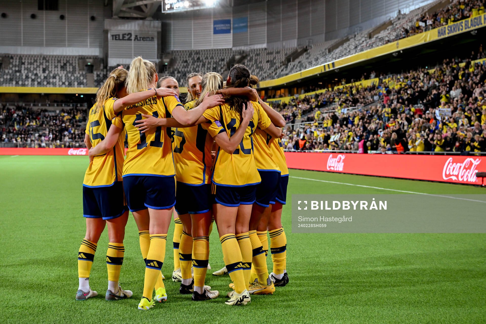 Rusul Rosa Kafaji of Sweden celebrates with teammates