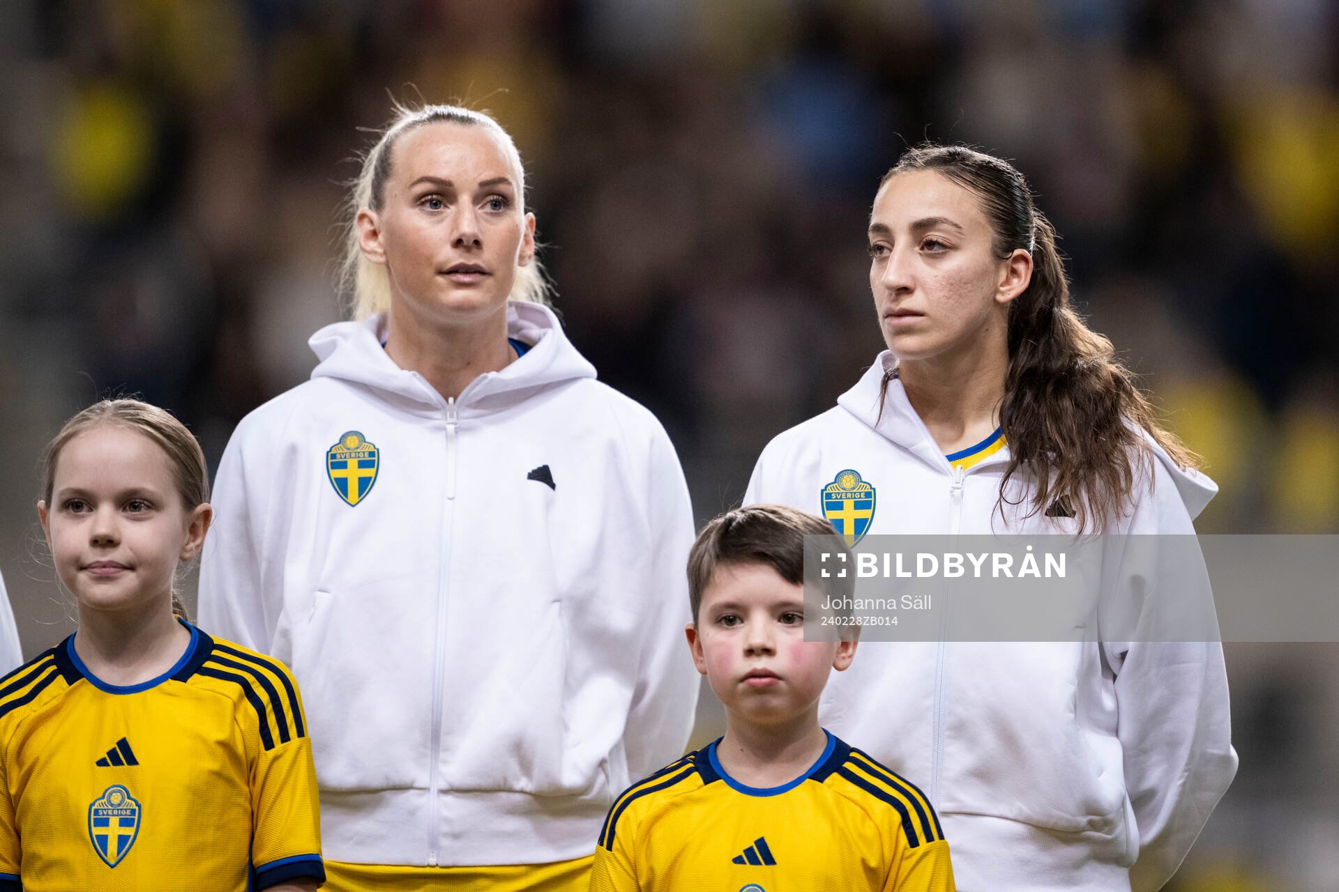 Stina Blackstenius and Rusul Rosa Kafaji of Sweden