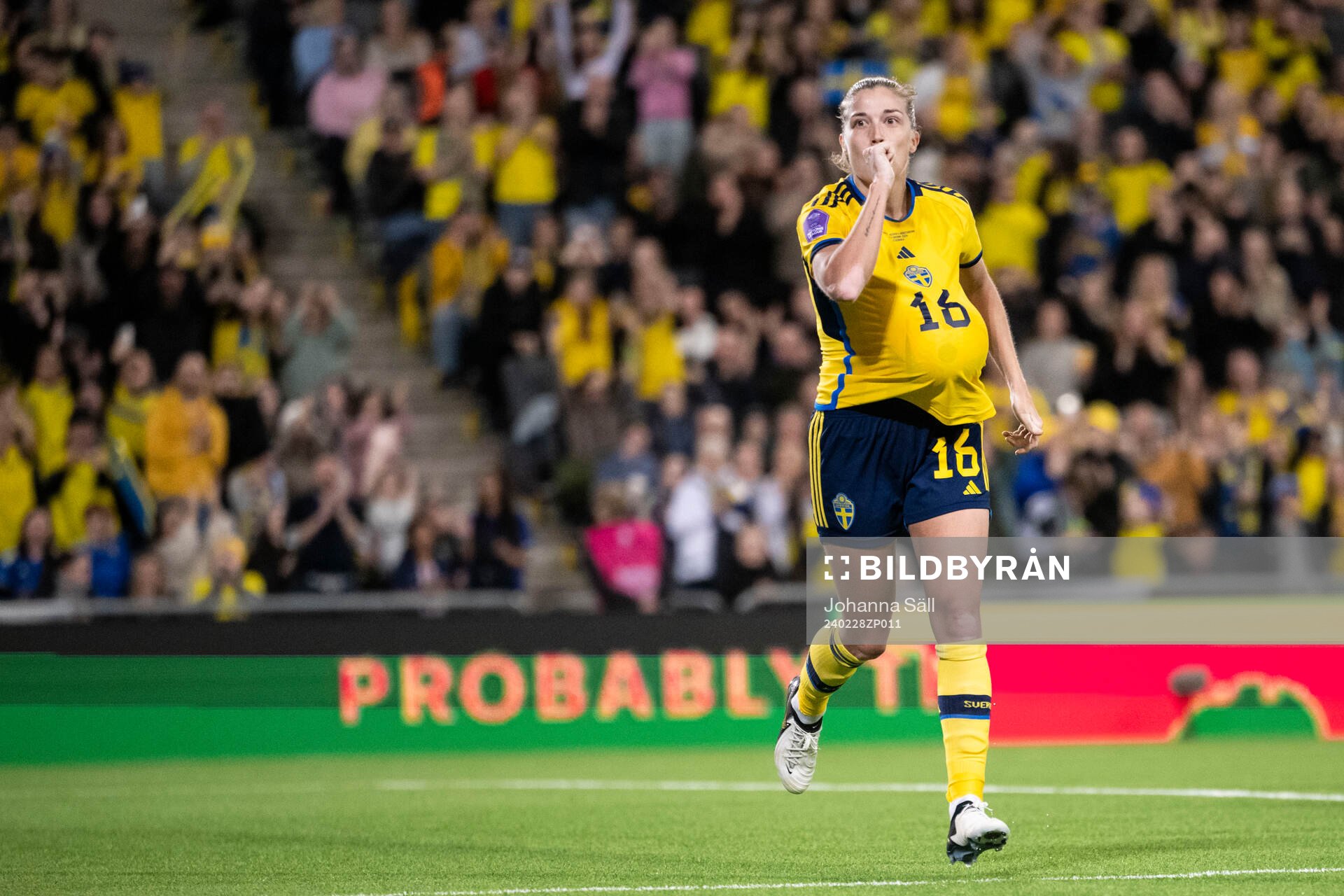 Filippa Angeldahl of Sweden celebrates