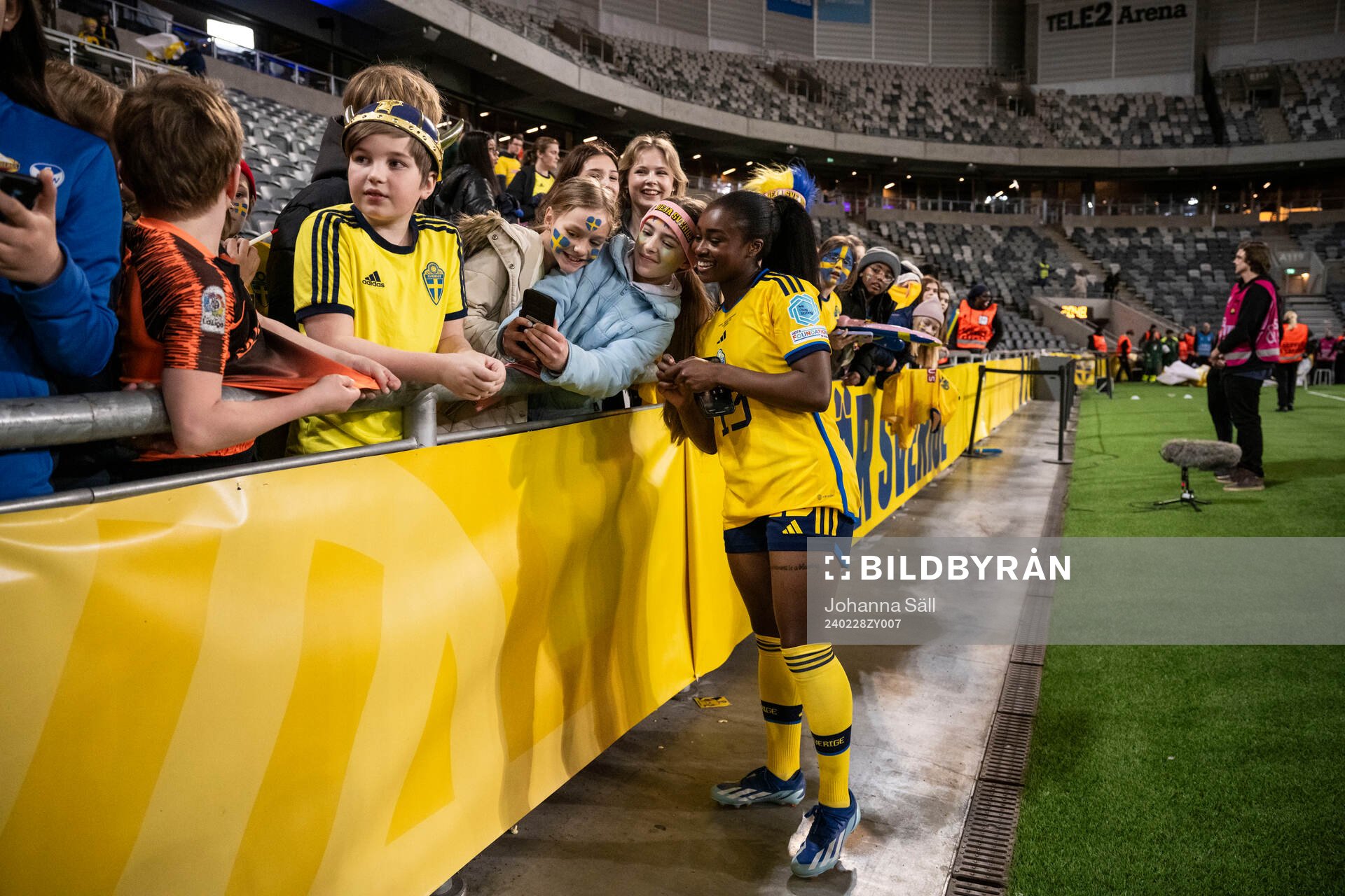 Monica Jusu Bah of Sweden with fans