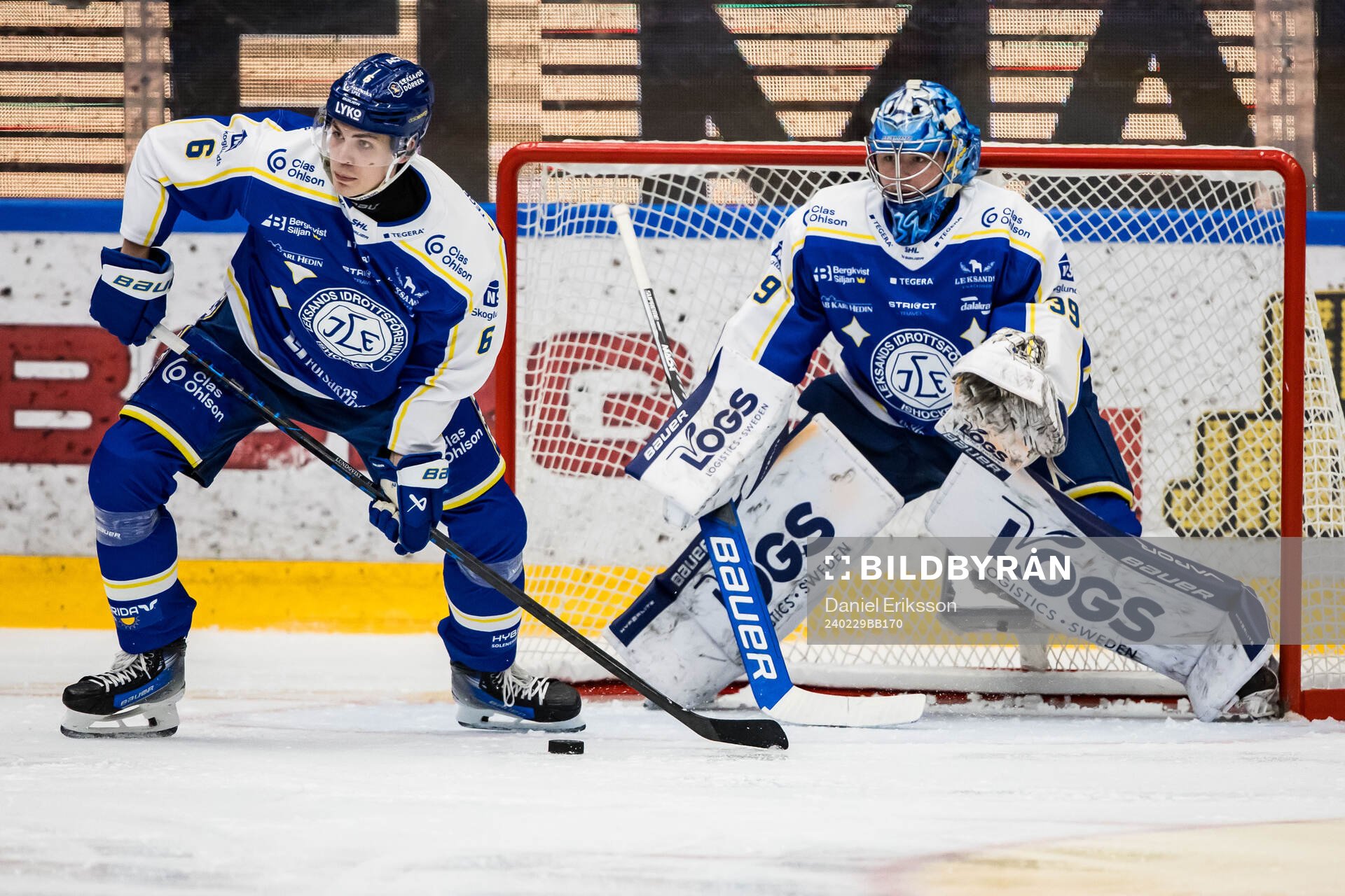 Leksands Alexander Lundqvist och målvakt Filip Larsson